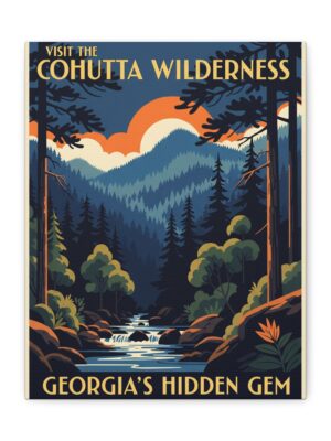 Cohutta Wilderness WPA Style Matte Canvas, Stretched, 1.25"