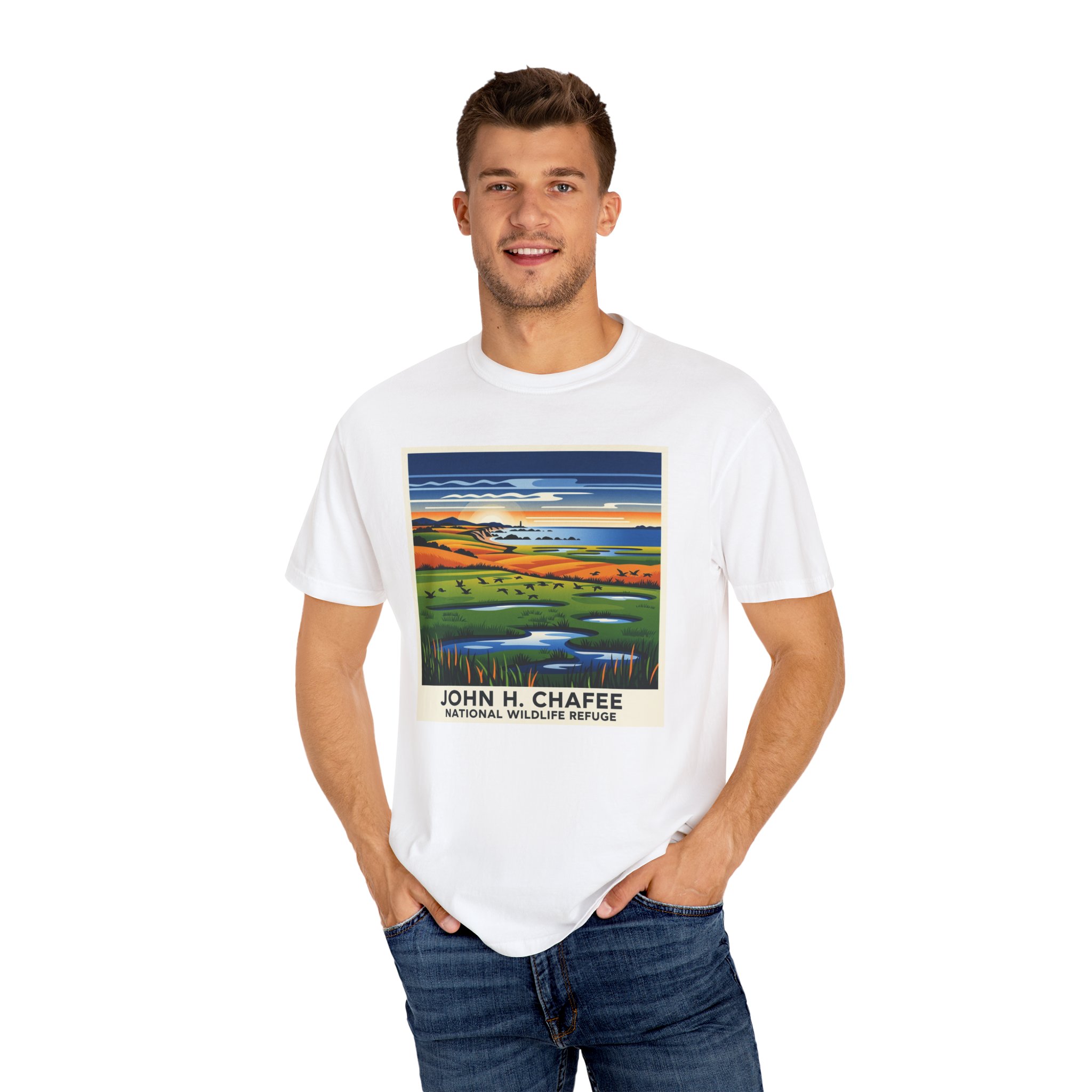 John H. Chafee National Wildlife Refuge WPA Style Unisex T-shirt - Image 4
