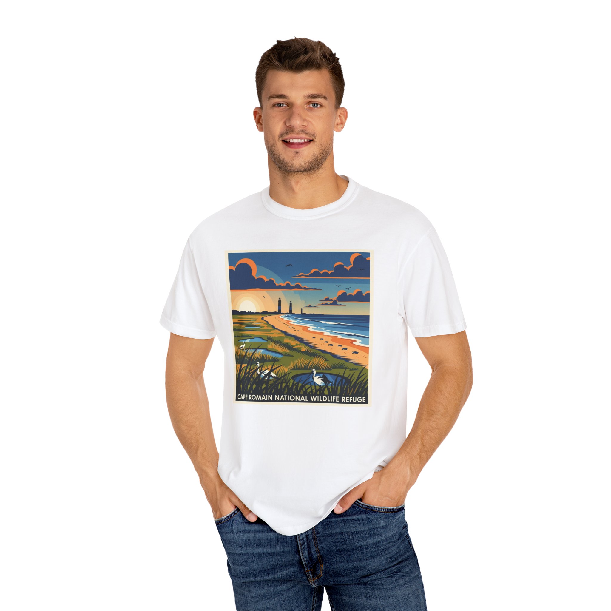 Cape Romain National Wildlife Refuge WPA Style Unisex T-shirt - Image 4