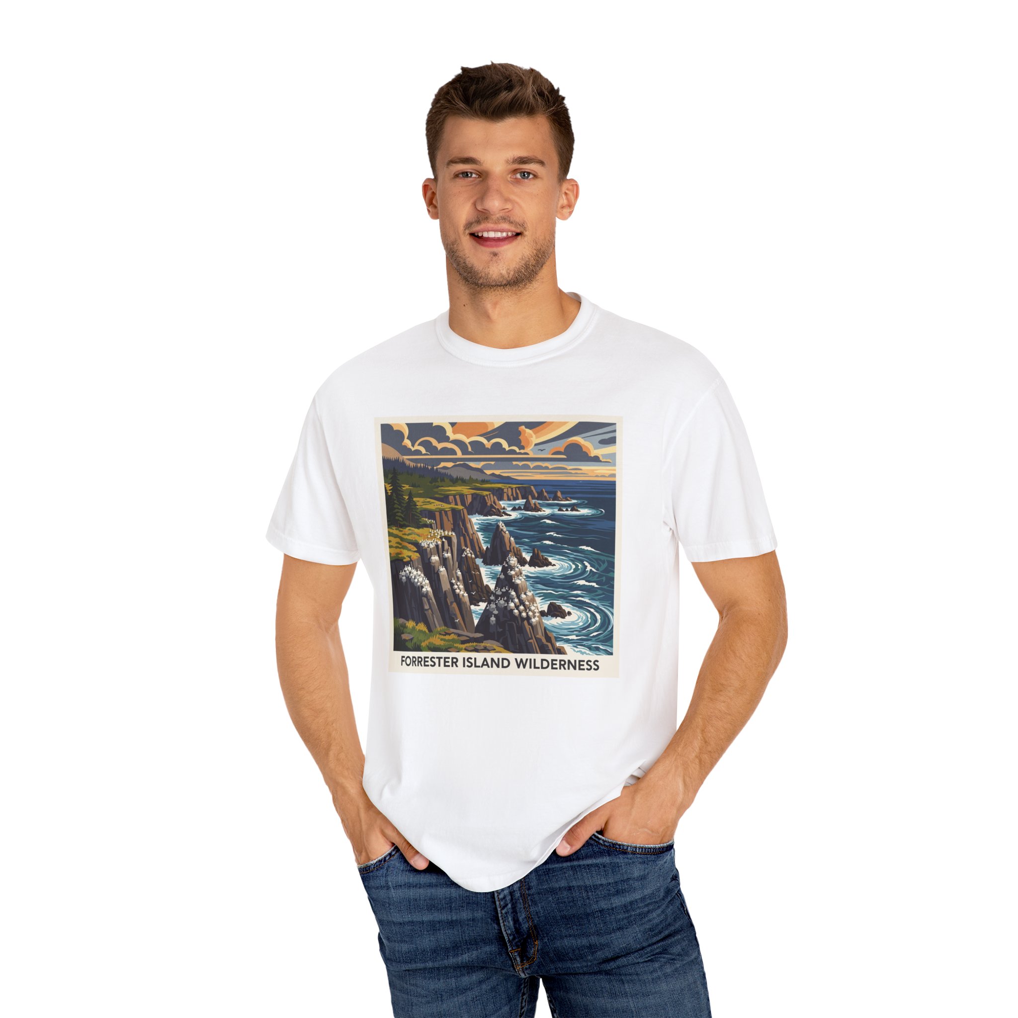 Forrester Island Wilderness WPA Style Unisex T-shirt - Image 4