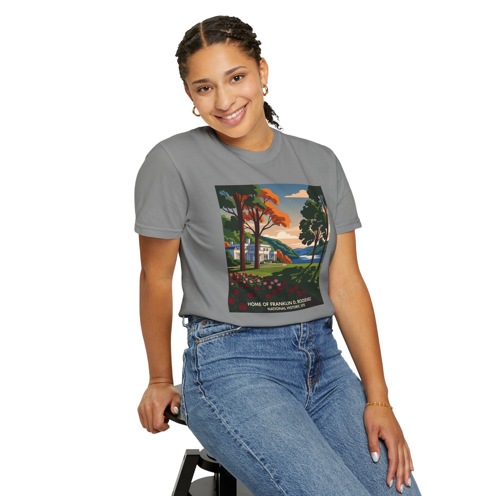 Home of Franklin D. Roosevelt National Historic Site WPA Style Unisex T-shirt - Image 11
