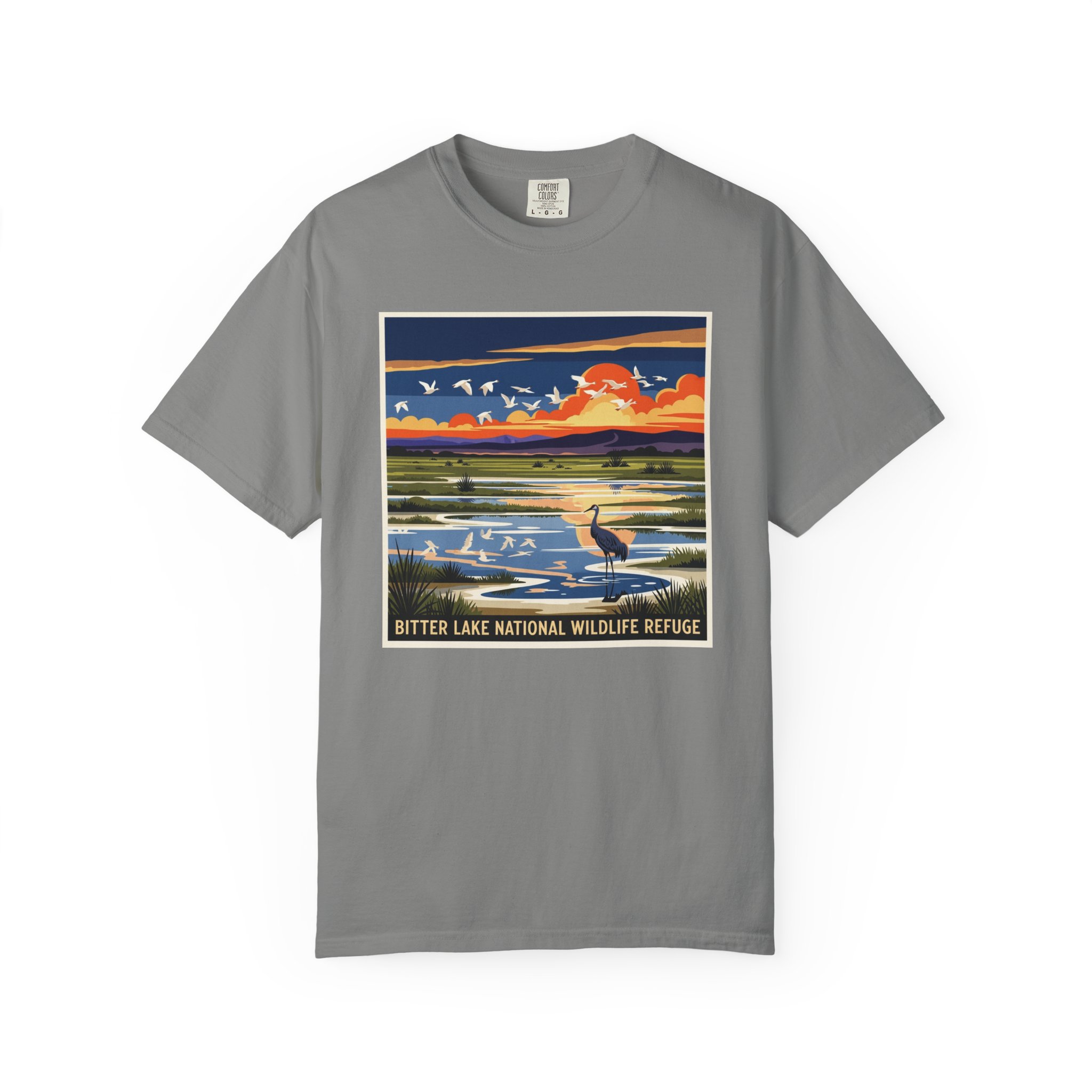 Bitter Lake National Wildlife Refuge WPA Style Unisex T-shirt - Image 7