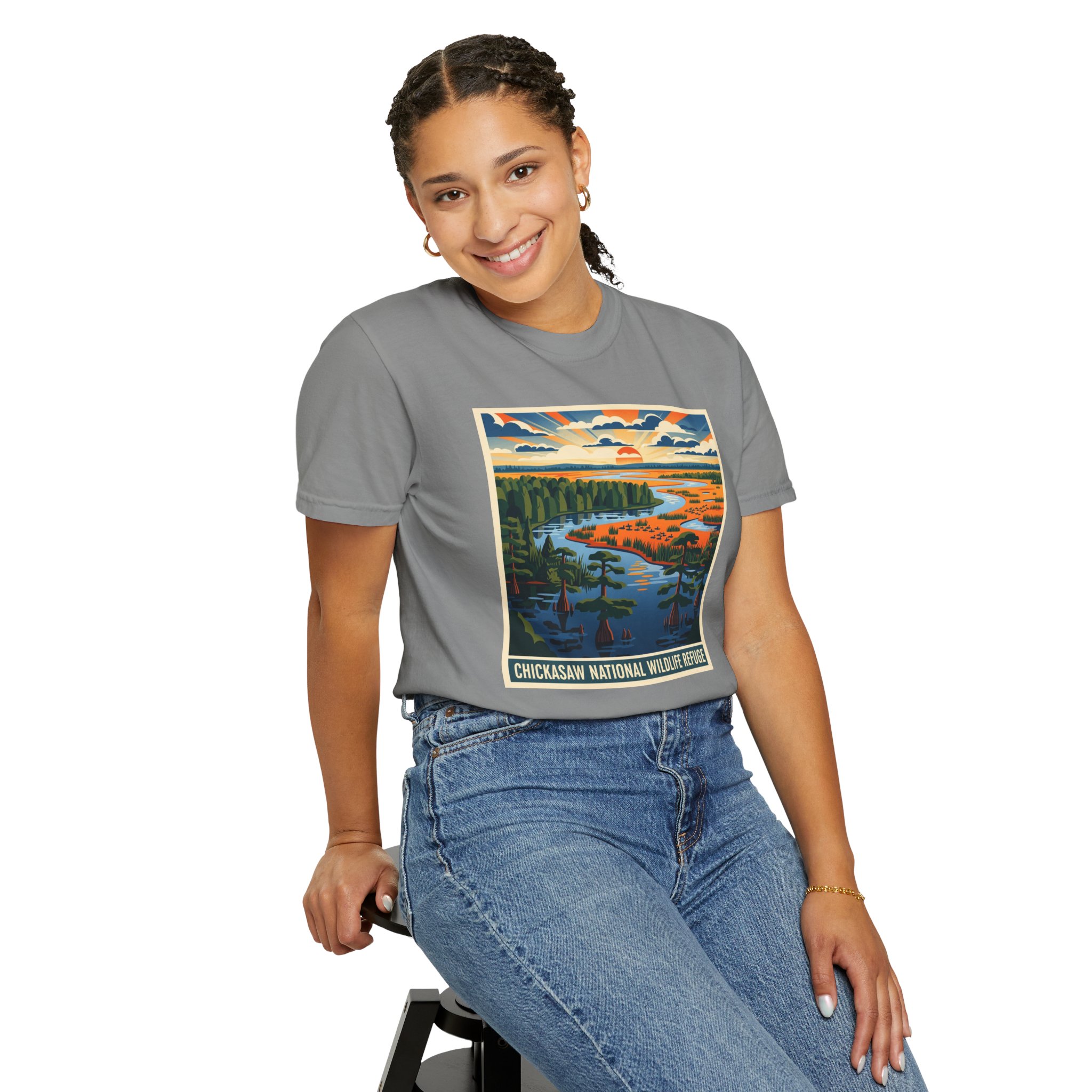 Chickasaw National Wildlife Refuge WPA Style Unisex T-shirt - Image 11