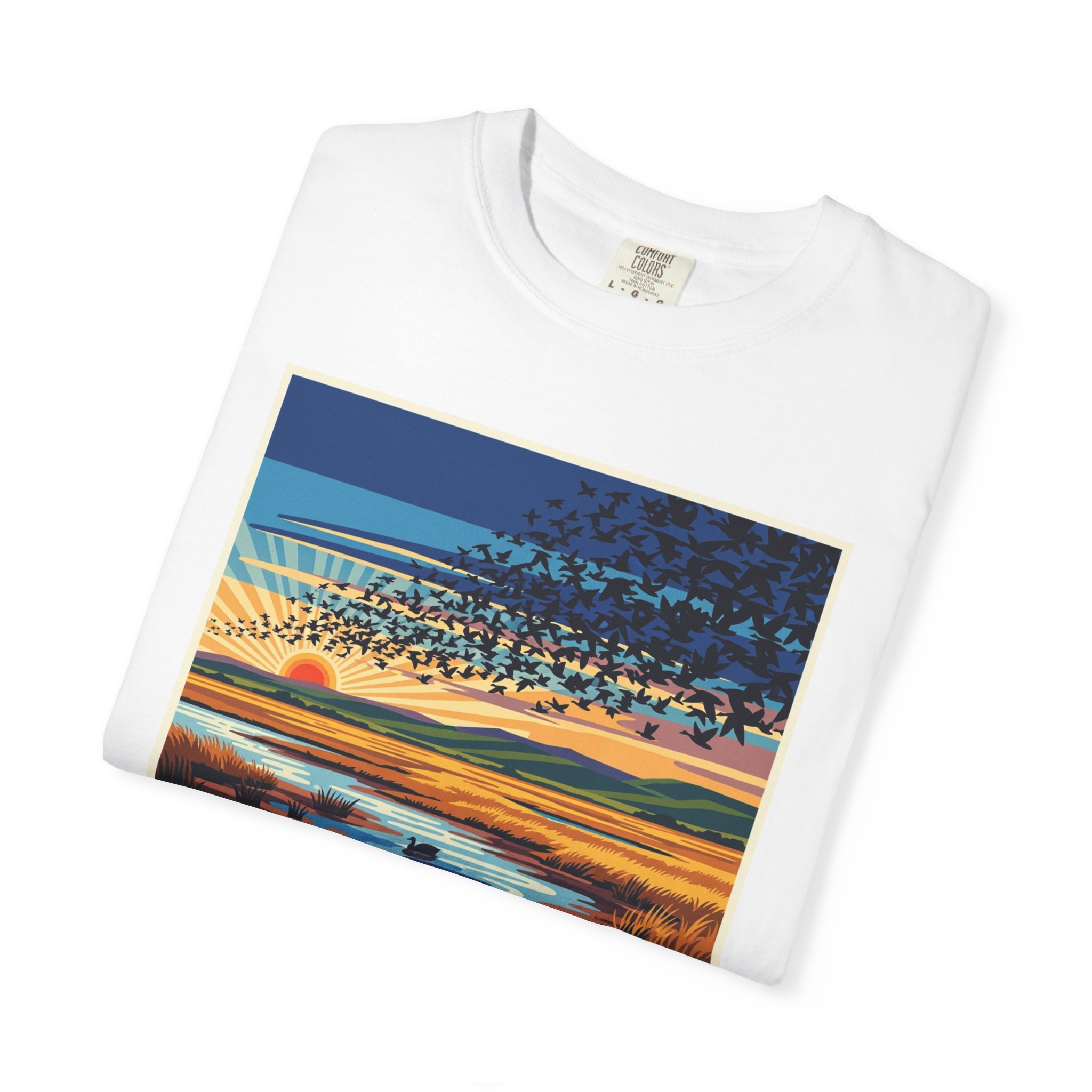 Benton Lake National Wildlife Refuge WPA Style Unisex T-shirt - Image 3