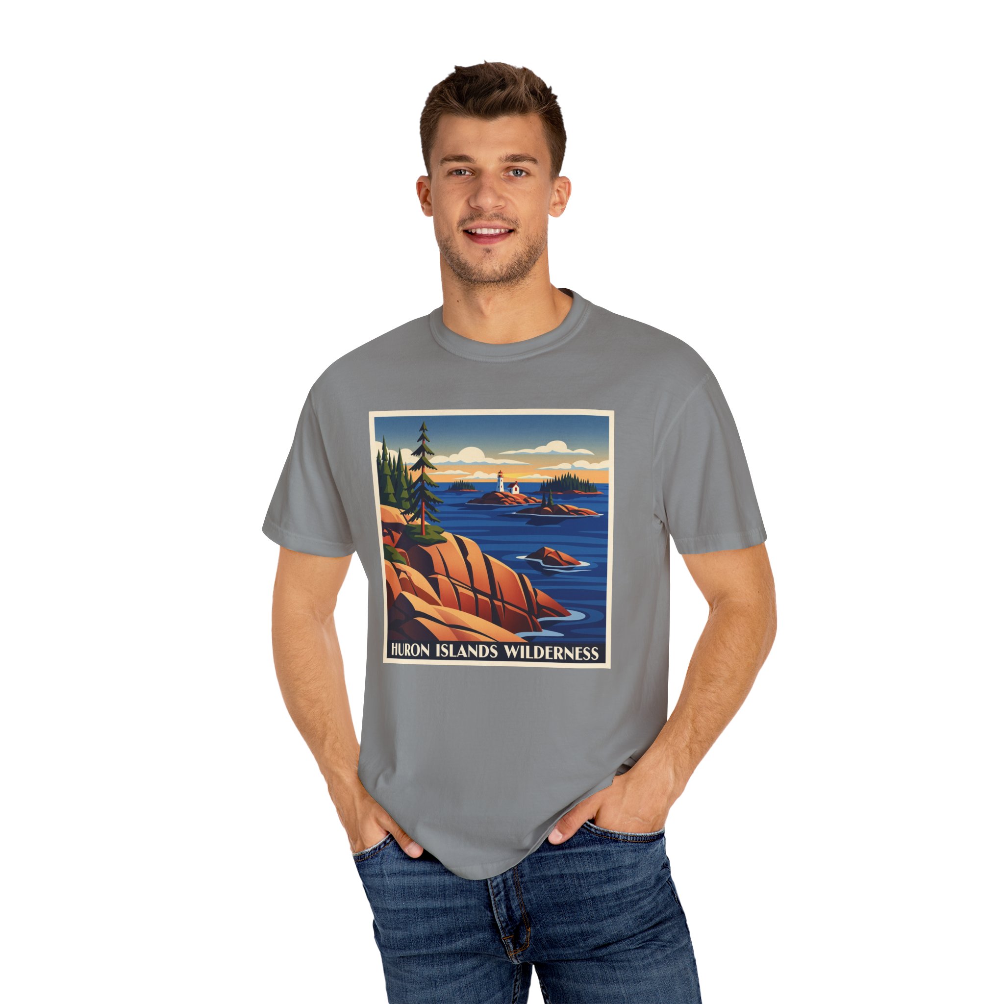 Huron Islands Wilderness WPA Style Unisex T-shirt - Image 10