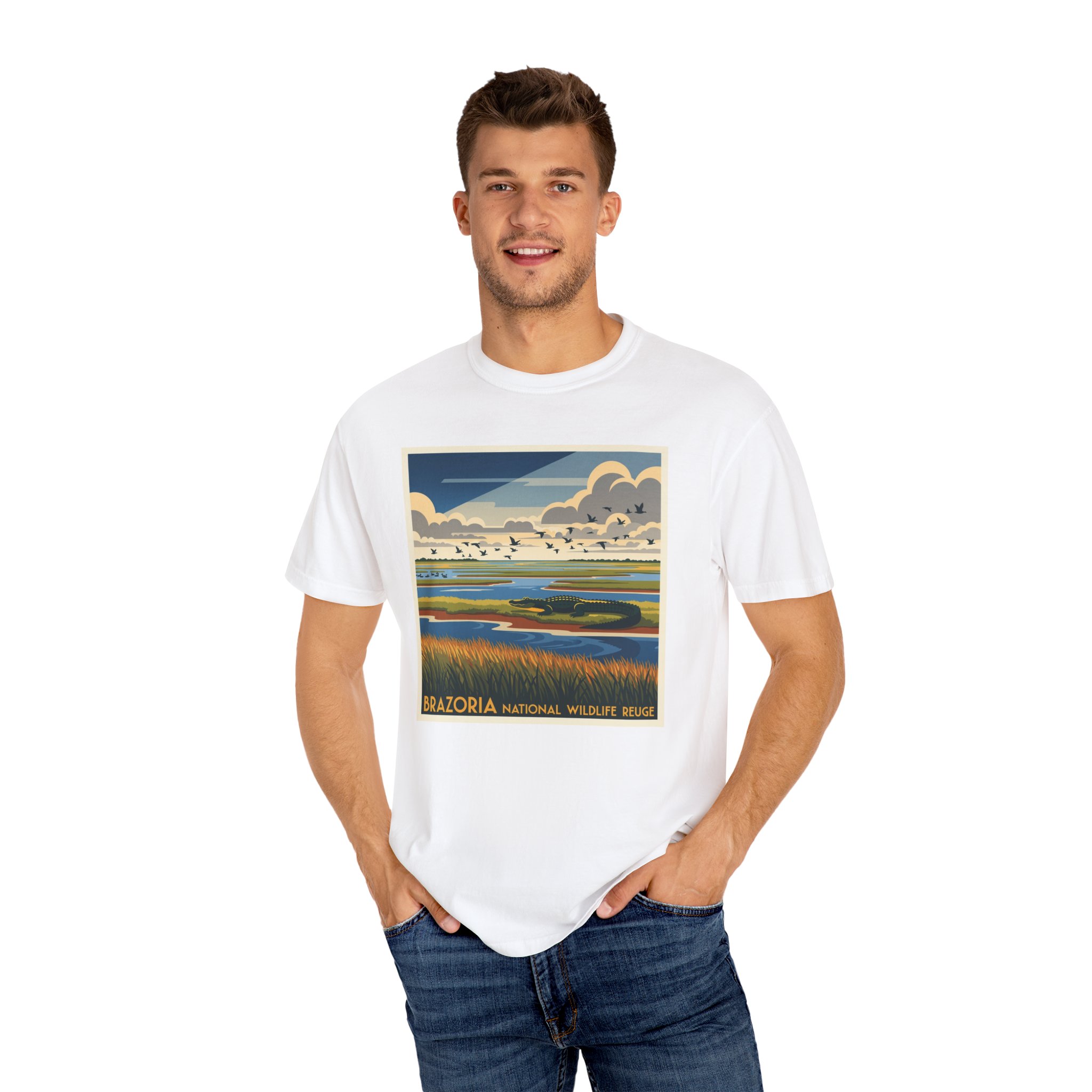 Brazoria National Wildlife Refuge WPA Style Unisex T-shirt - Image 4