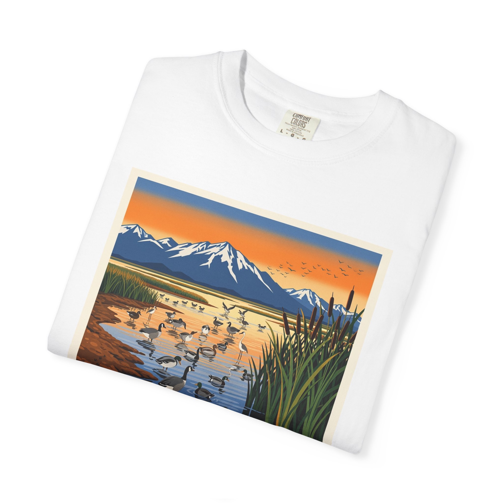 Bear River Migratory Bird Refuge WPA Style Unisex T-shirt - Image 3