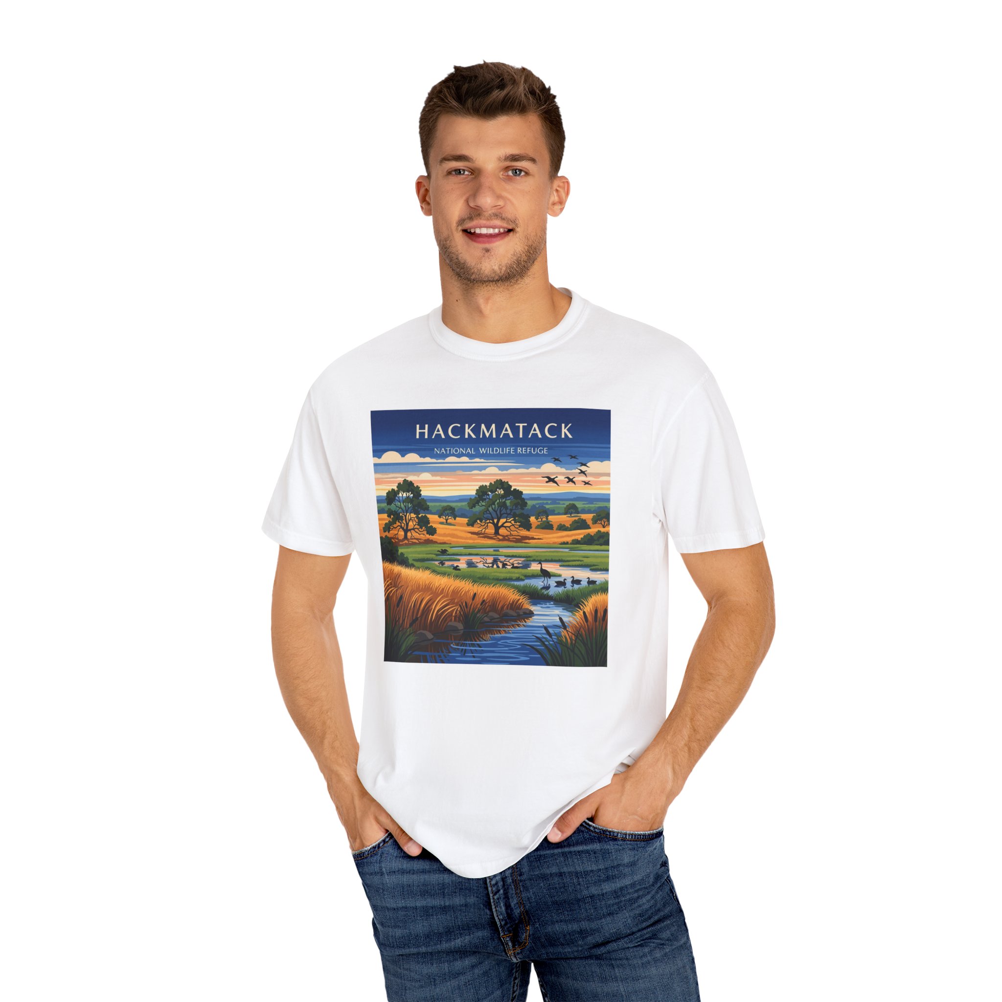 Hackmatack National Wildlife Refuge WPA Style Unisex T-shirt - Image 4