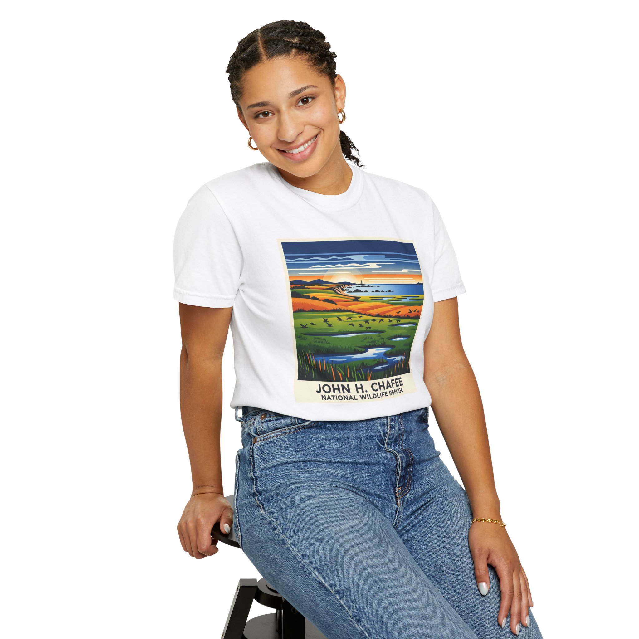 John H. Chafee National Wildlife Refuge WPA Style Unisex T-shirt - Image 5