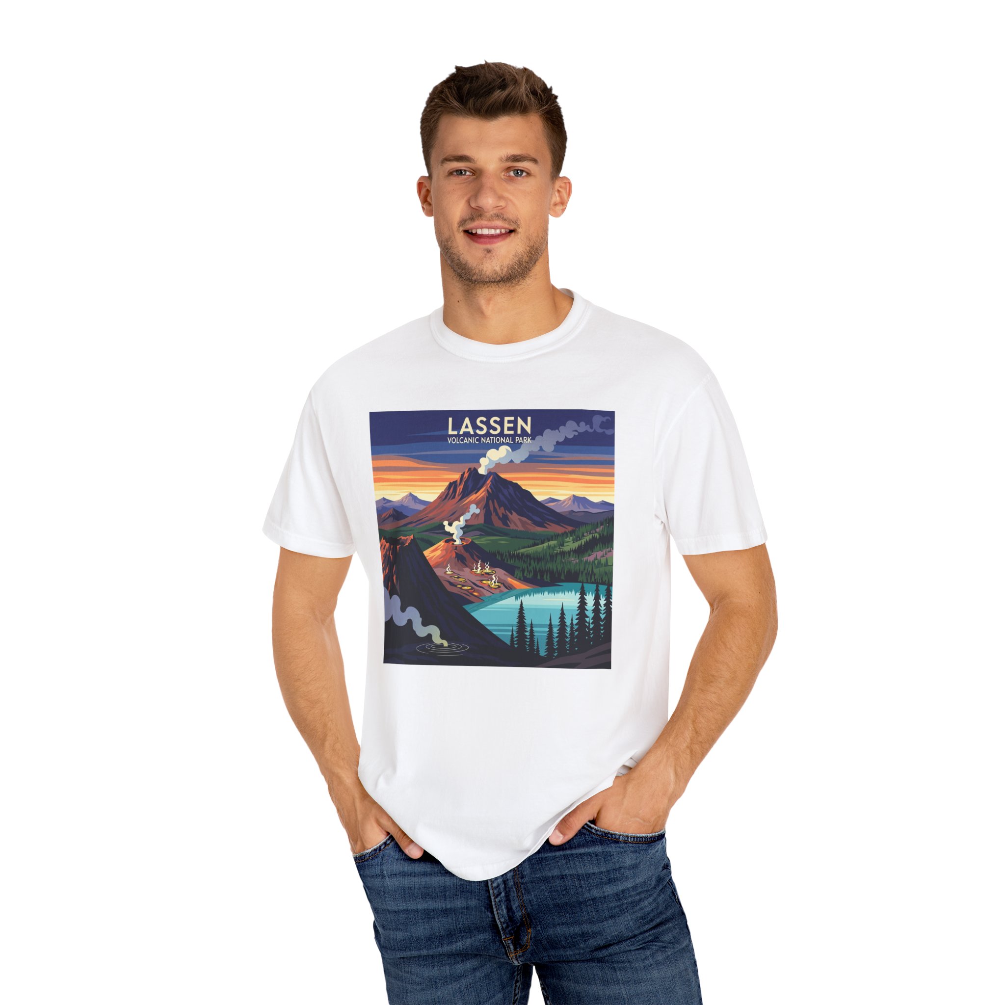 Lassen Volcanic National Park WPA Style Unisex T-shirt - Image 4