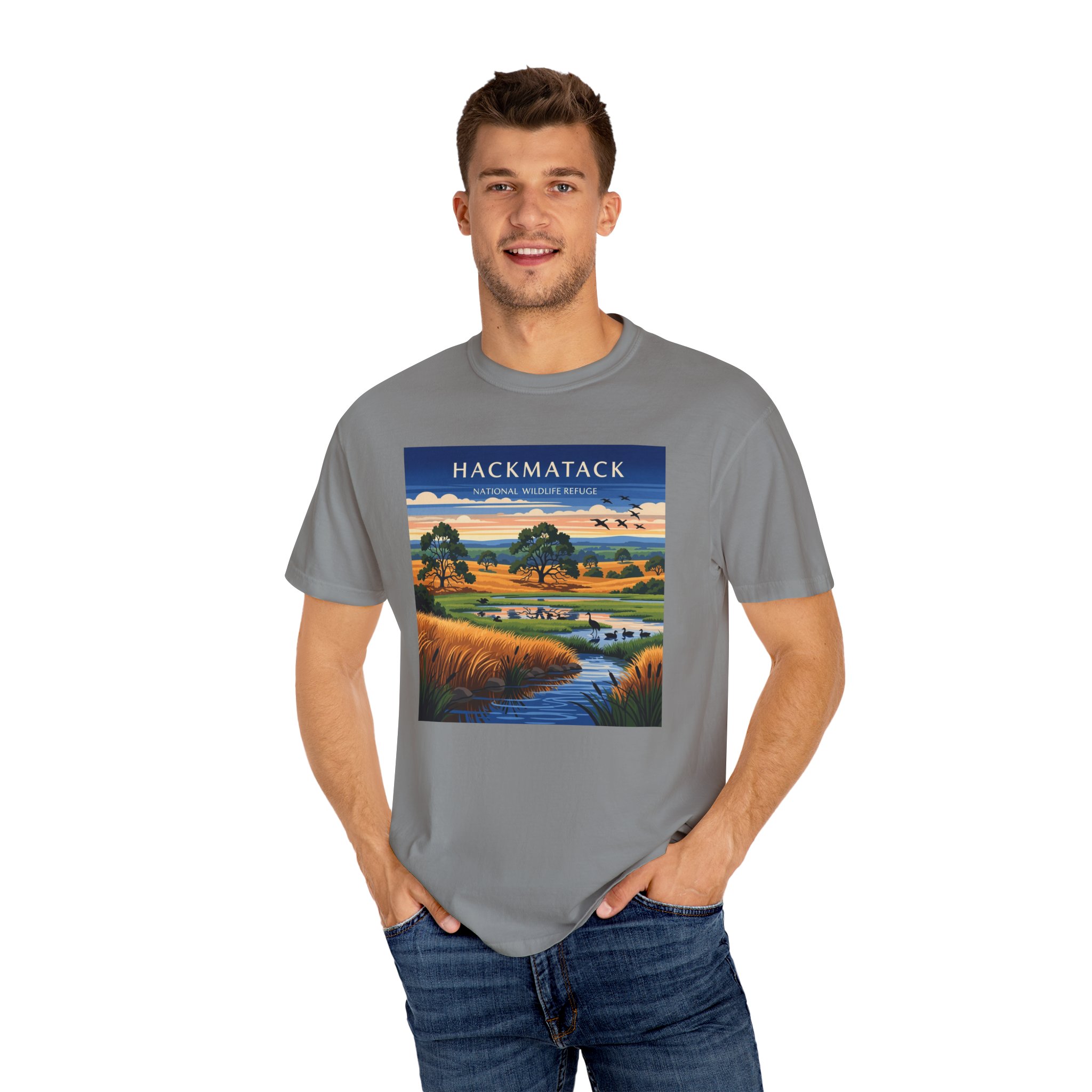 Hackmatack National Wildlife Refuge WPA Style Unisex T-shirt - Image 10