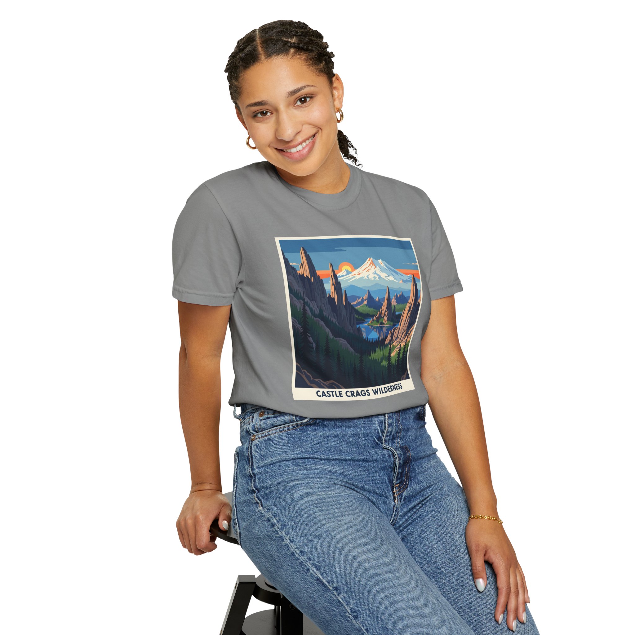Castle Crags Wilderness WPA Style Unisex T-shirt - Image 11