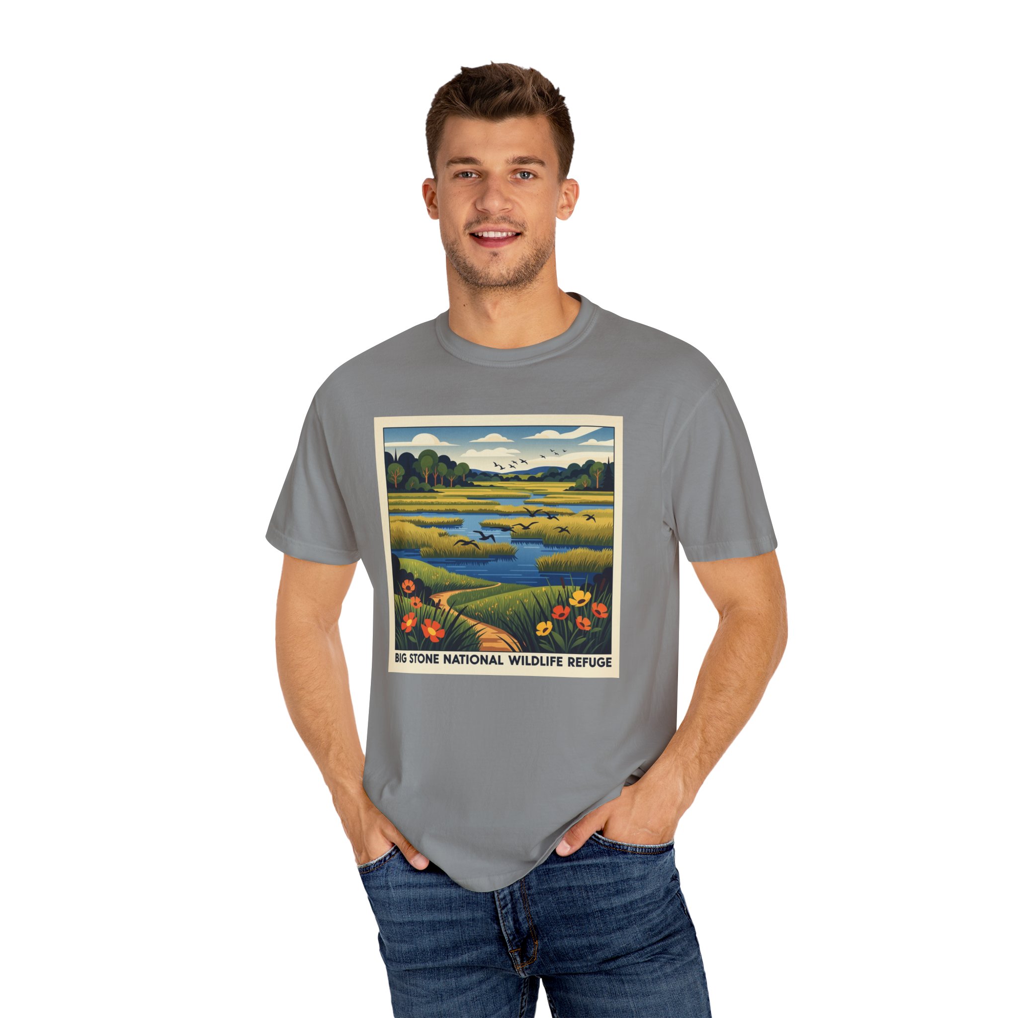 Big Stone National Wildlife Refuge WPA Style Unisex T-shirt - Image 10