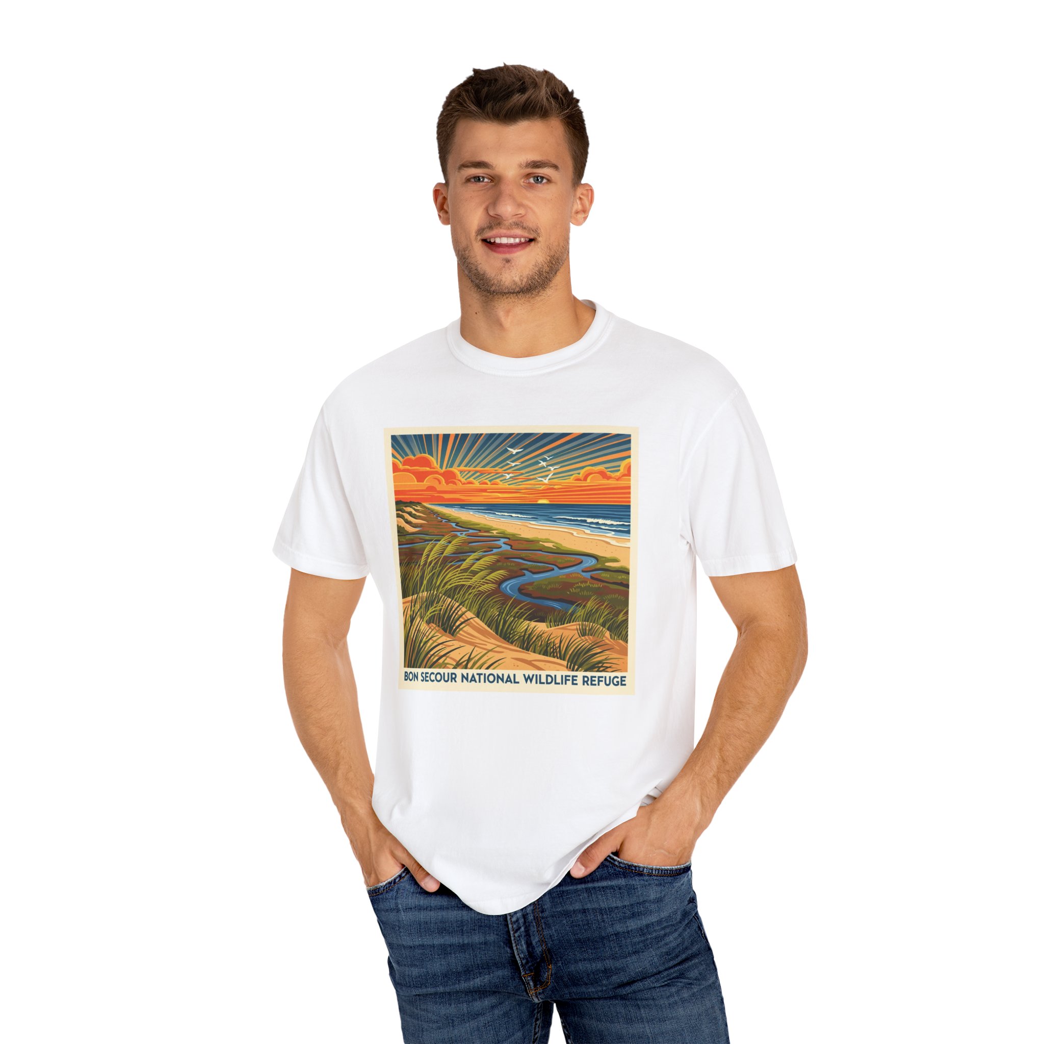 Bon Secour National Wildlife Refuge WPA Style Unisex T-shirt - Image 4
