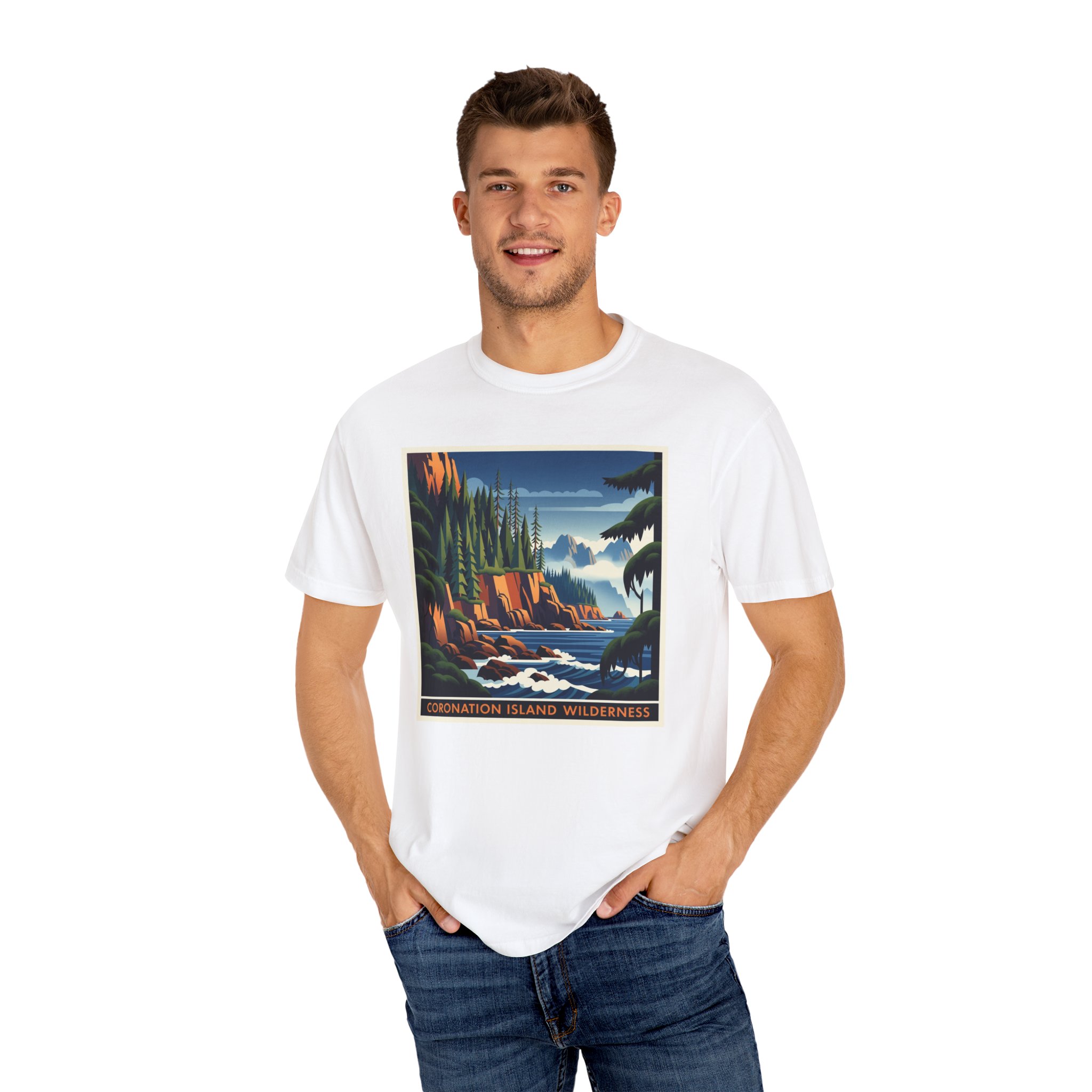 Coronation Island Wilderness WPA Style Unisex T-shirt - Image 4