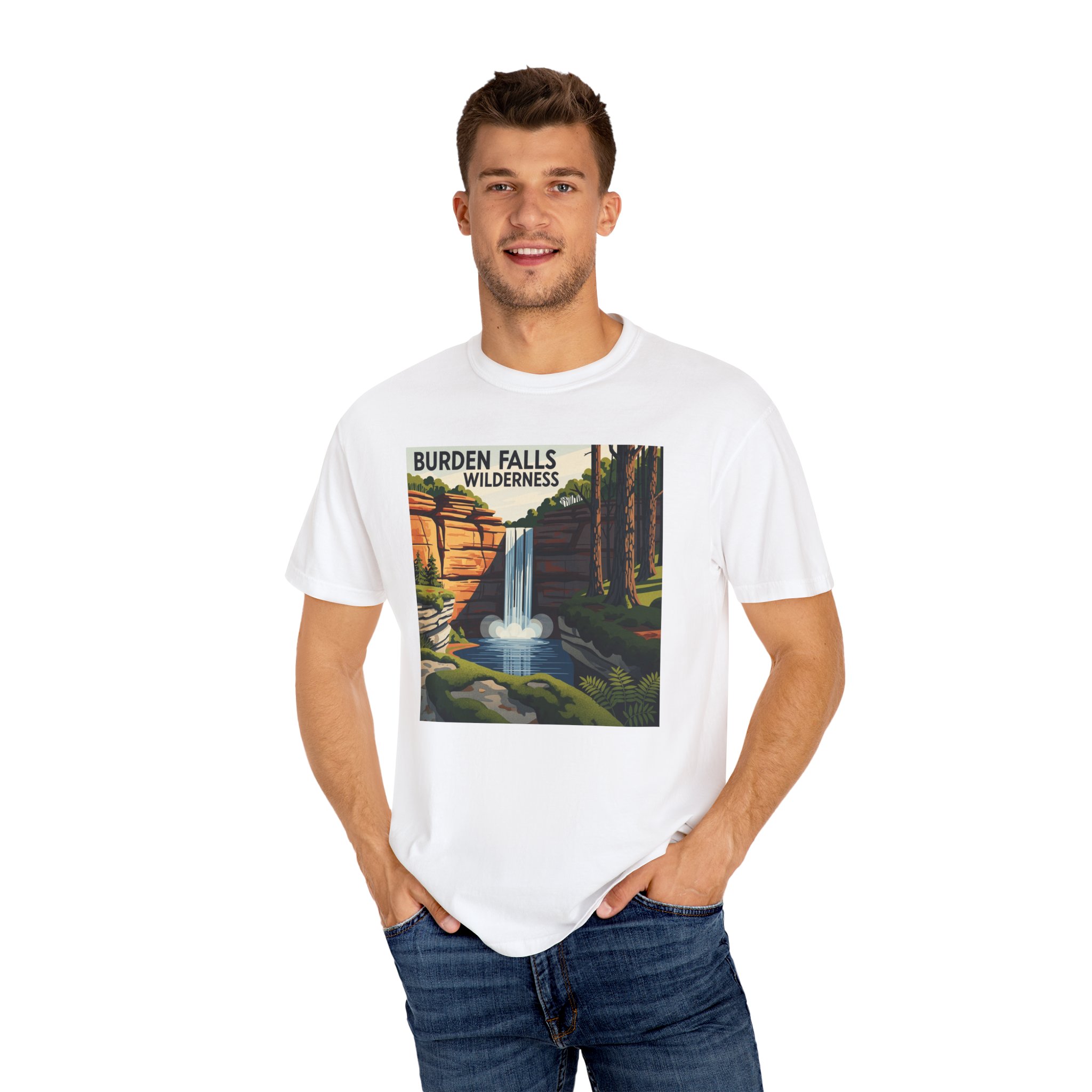 Burden Falls Wilderness WPA Style Unisex T-shirt - Image 4