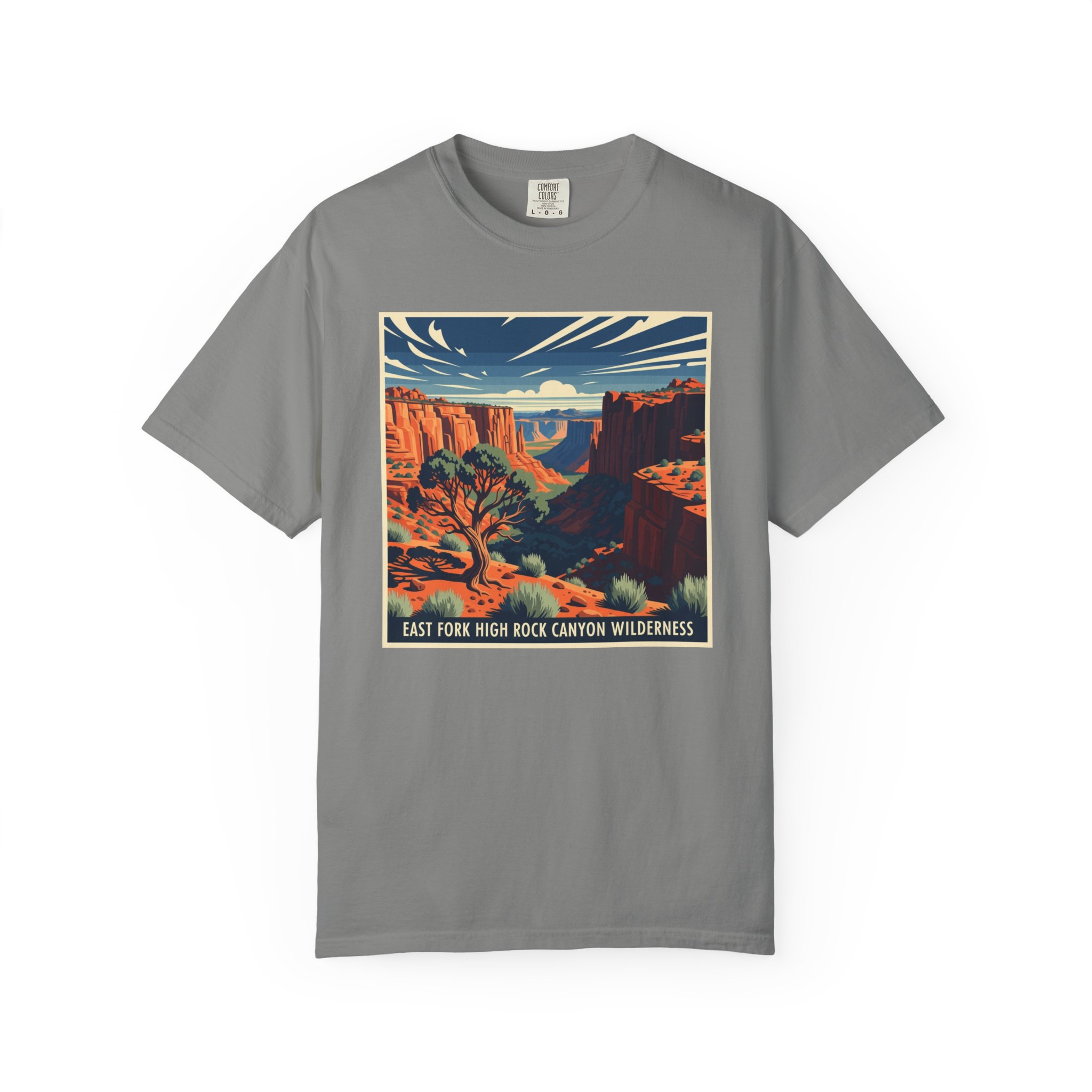 East Fork High Rock Canyon Wilderness WPA Style Unisex T-shirt - Image 7