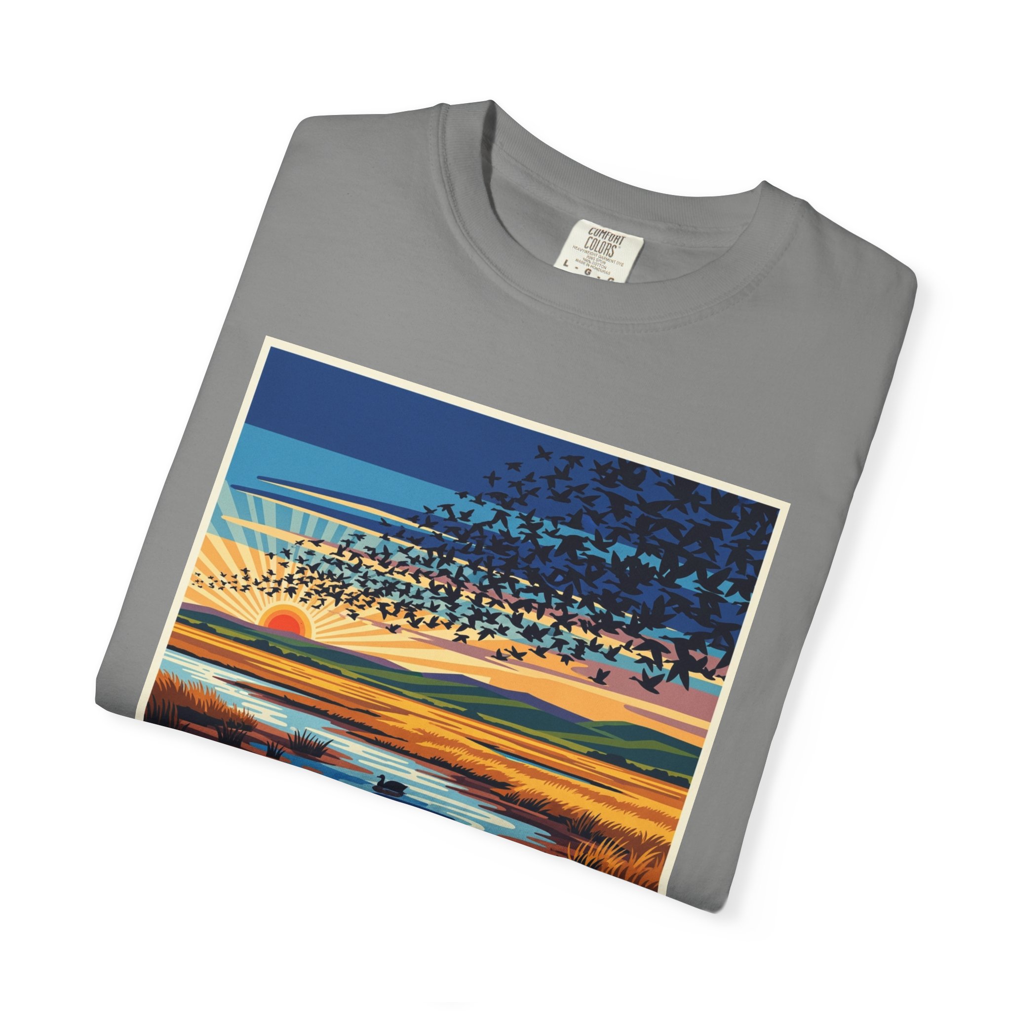 Benton Lake National Wildlife Refuge WPA Style Unisex T-shirt - Image 9