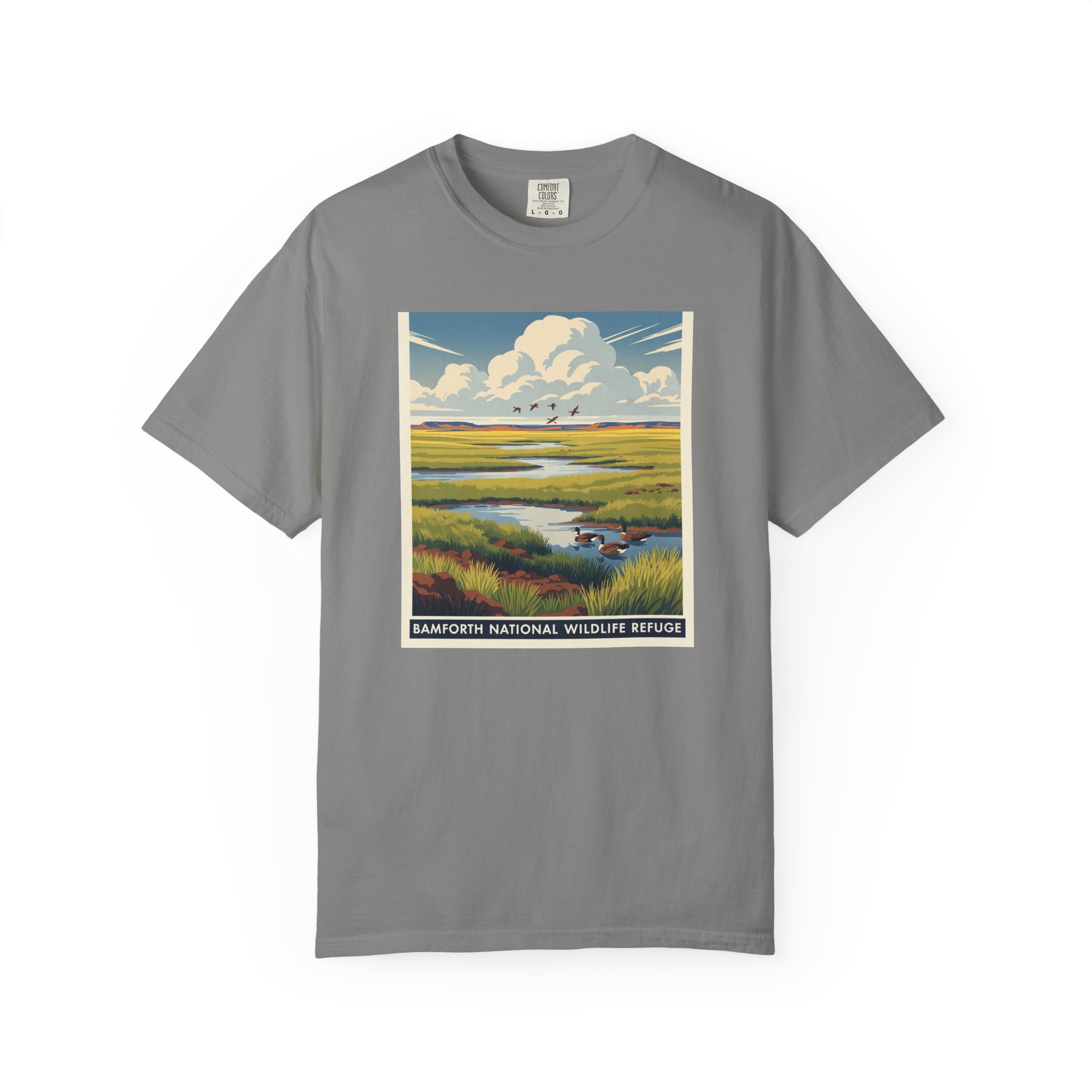 Bamforth National Wildlife Refuge WPA Style Unisex T-shirt - Image 7