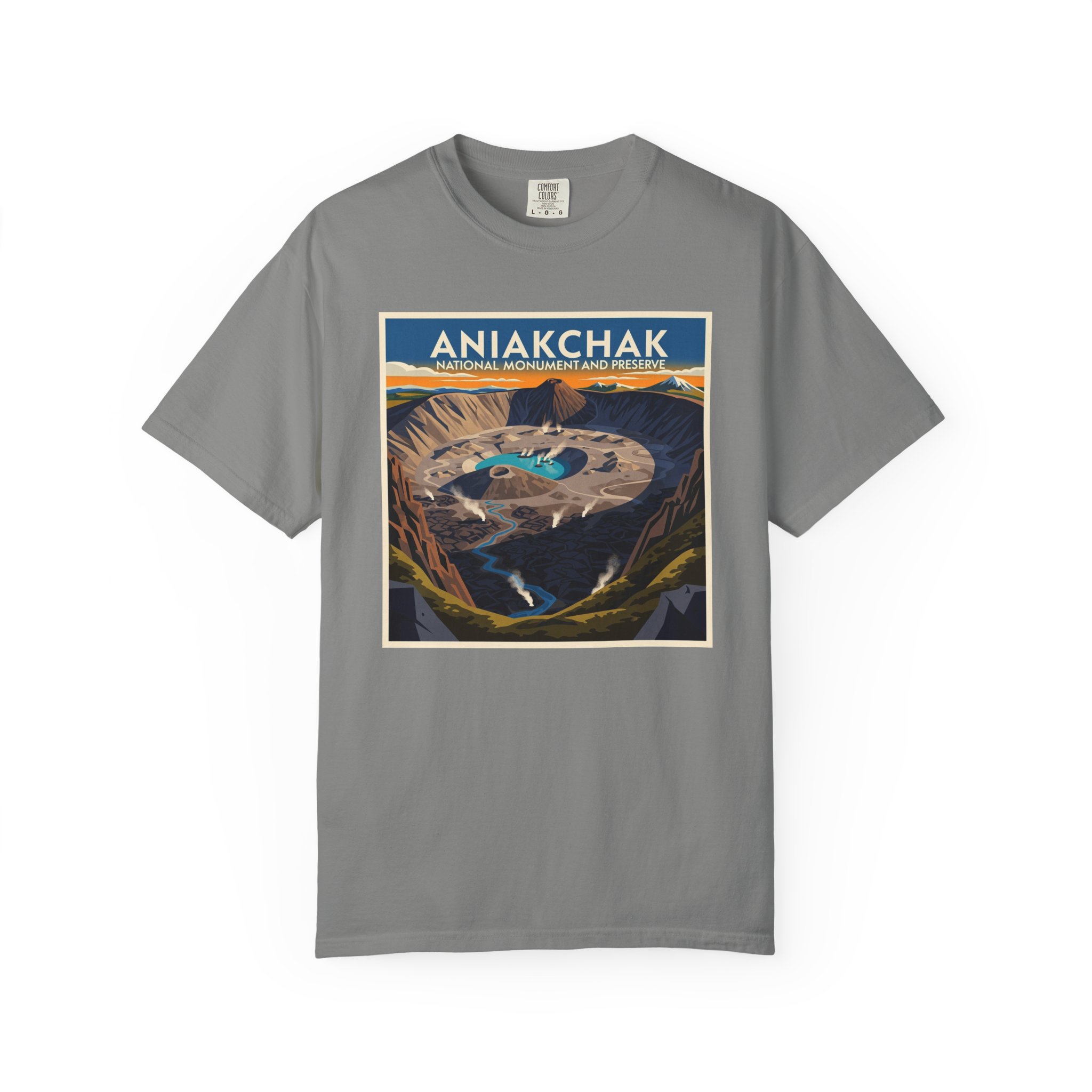 Aniakchak National Monument and Preserve WPA Style Unisex T-shirt - Image 7