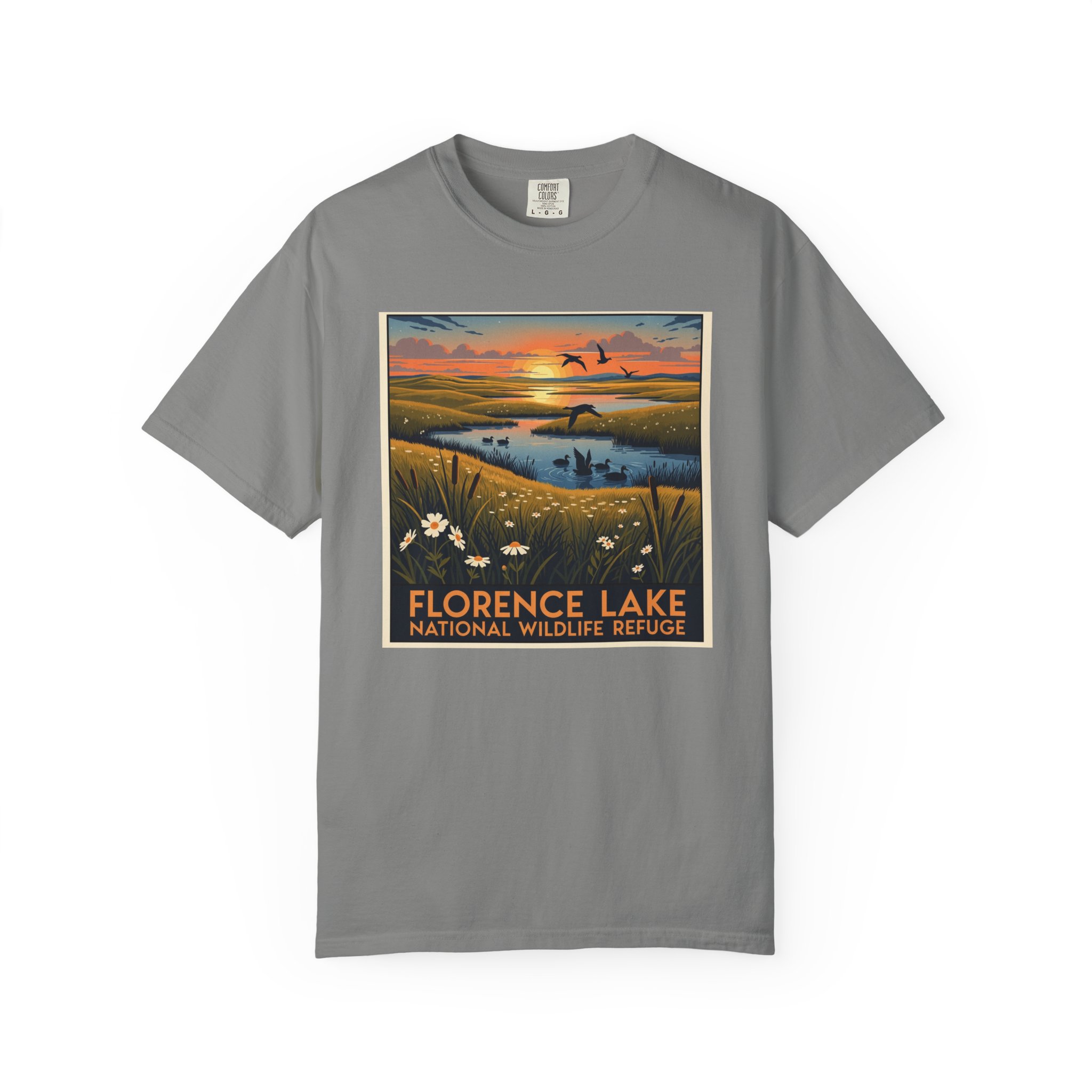 Florence Lake National Wildlife Refuge WPA Style Unisex T-shirt - Image 7