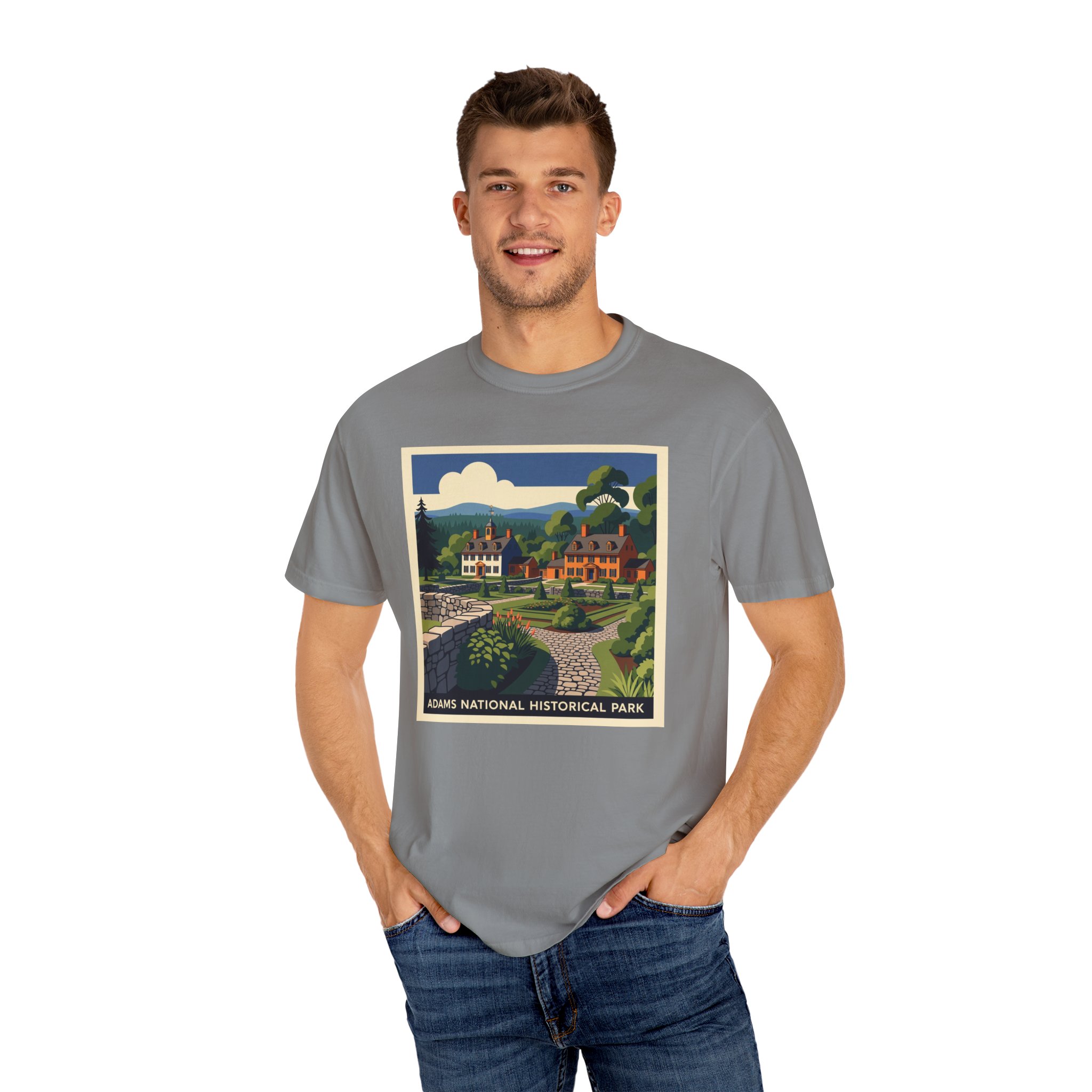 Adams National Historical Park WPA Style Unisex T-shirt - Image 10