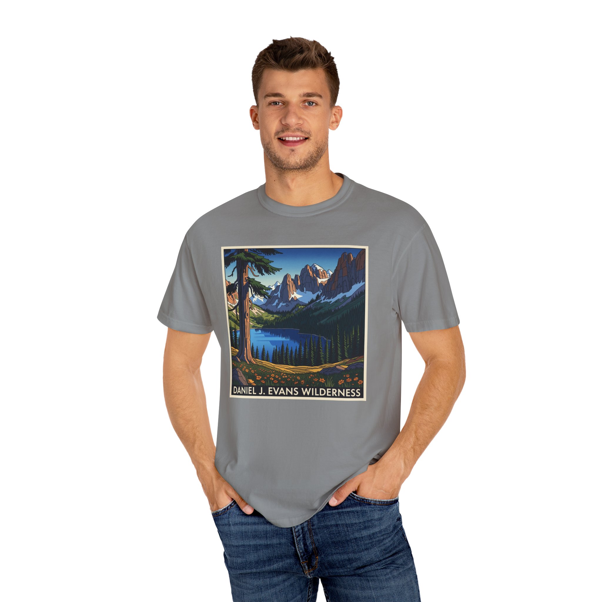 Daniel J. Evans Wilderness WPA Style Unisex T-shirt - Image 10