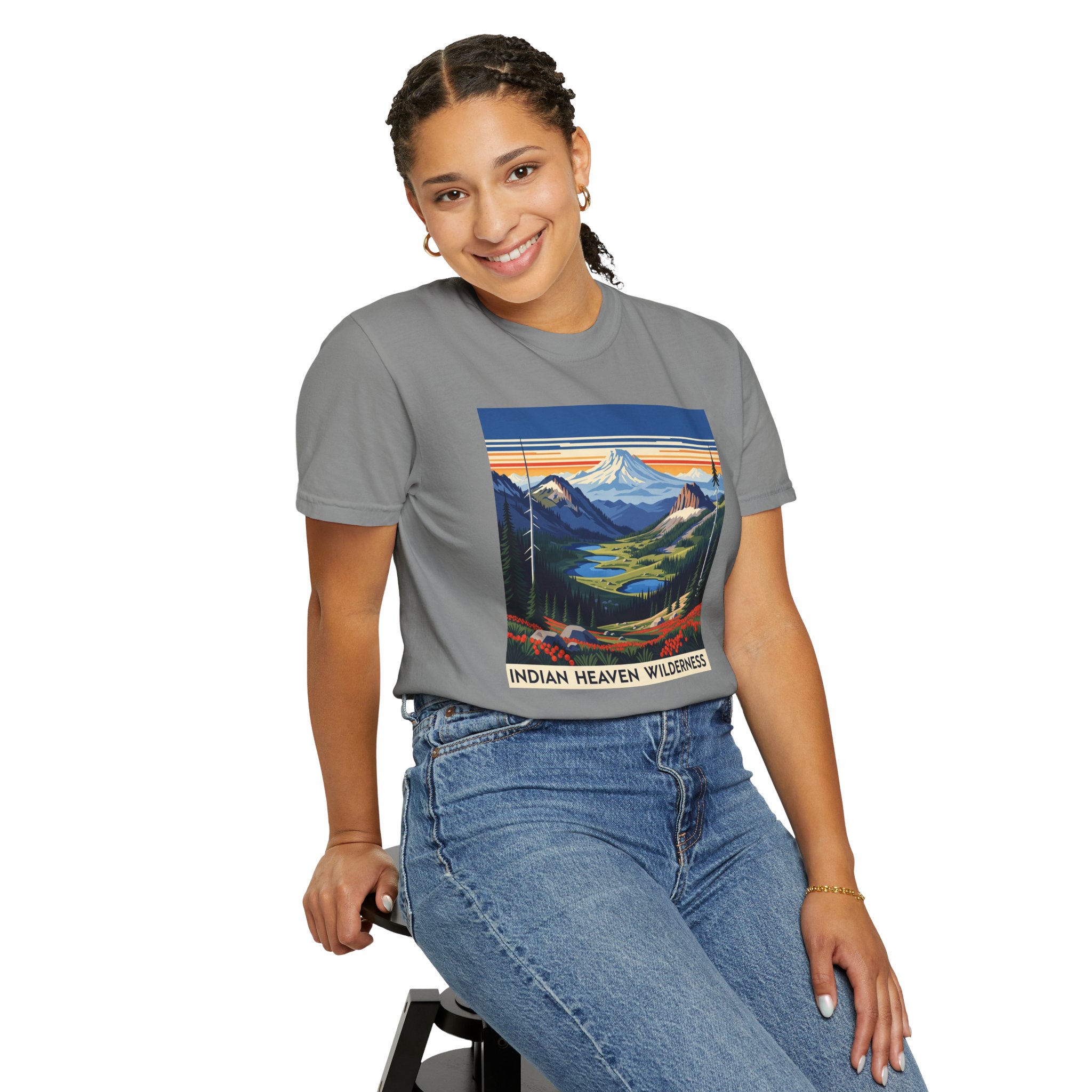 Indian Heaven Wilderness WPA Style Unisex T-shirt - Image 11
