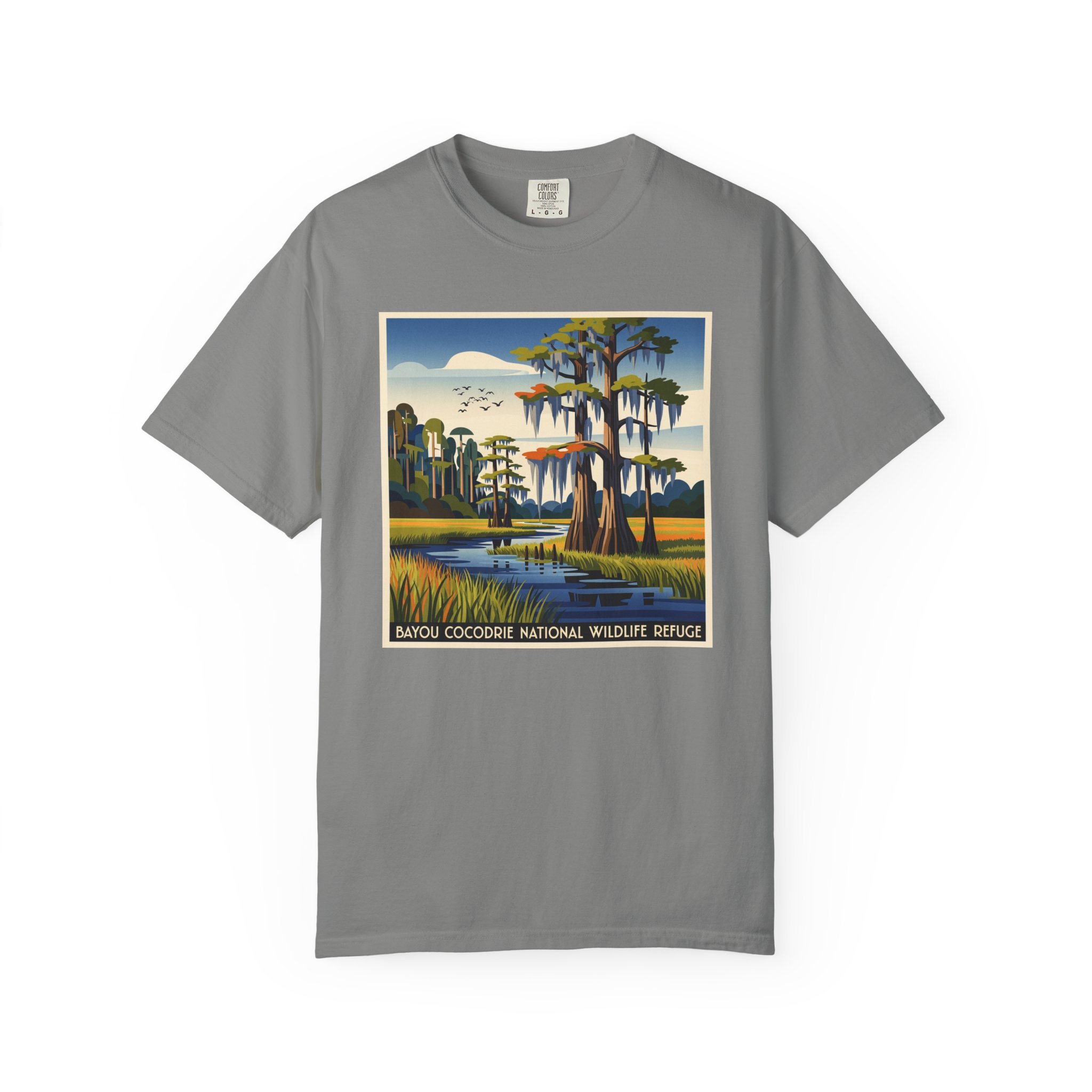 Bayou Cocodrie National Wildlife Refuge WPA Style Unisex T-shirt - Image 7