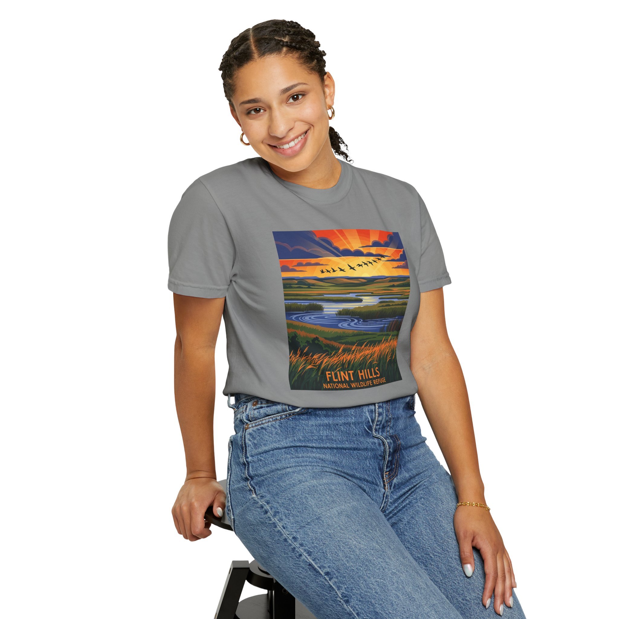 Flint Hills National Wildlife Refuge WPA Style Unisex T-shirt - Image 11