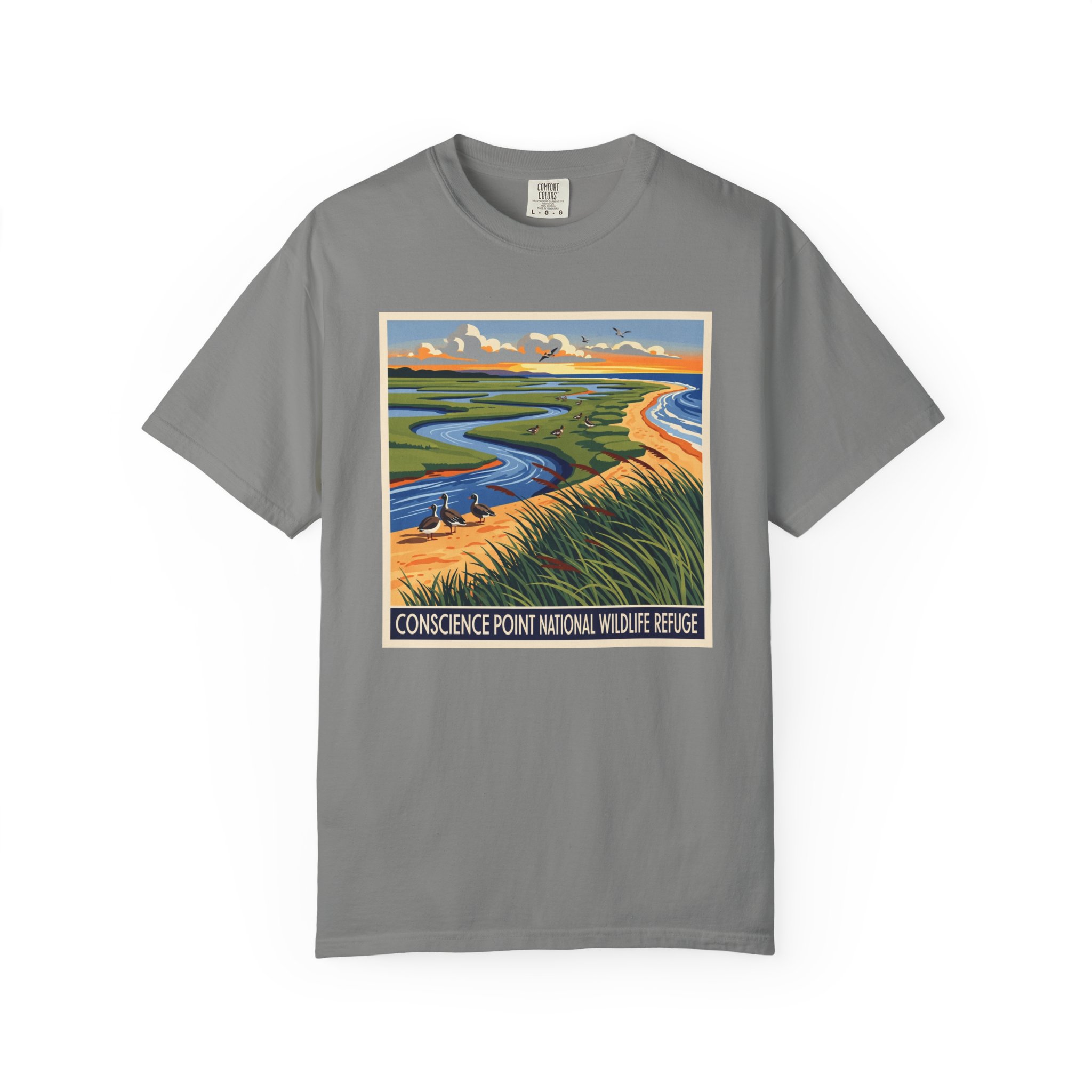 Conscience Point National Wildlife Refuge WPA Style Unisex T-shirt - Image 7