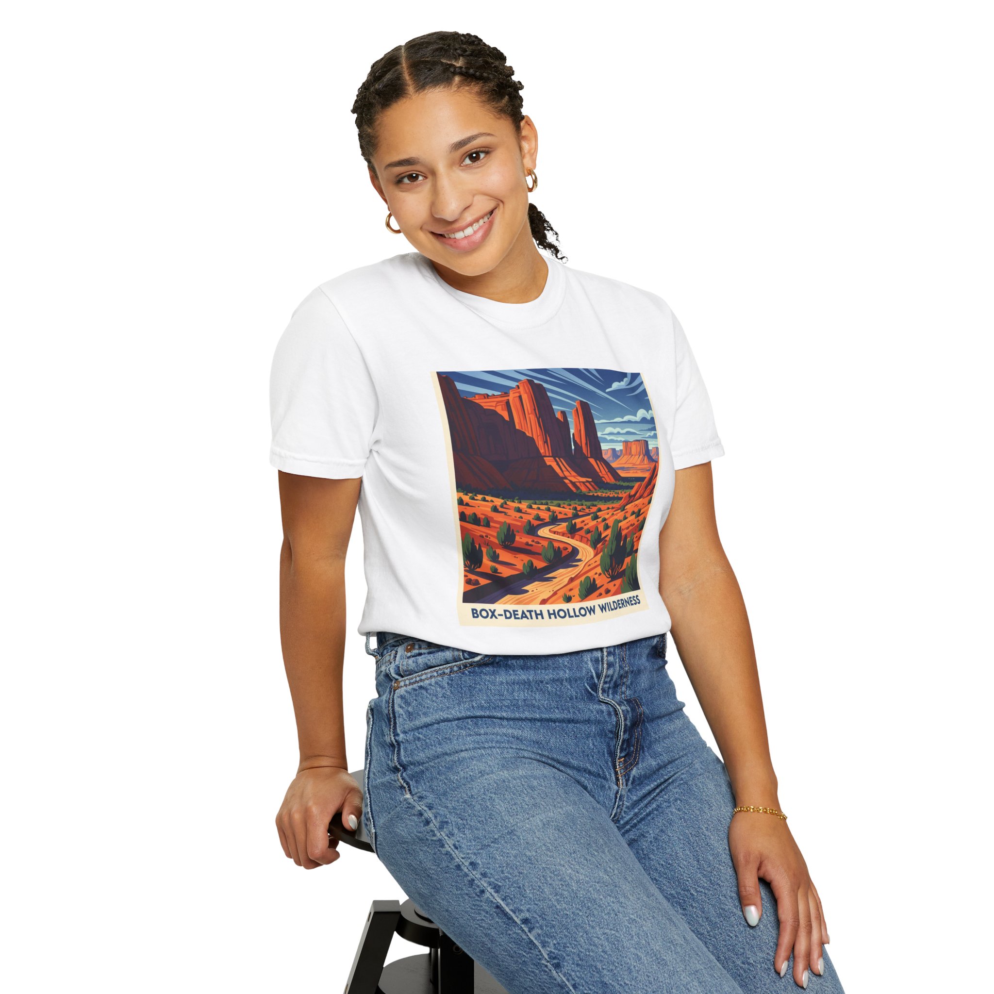 Box–Death Hollow Wilderness WPA Style Unisex T-shirt - Image 5