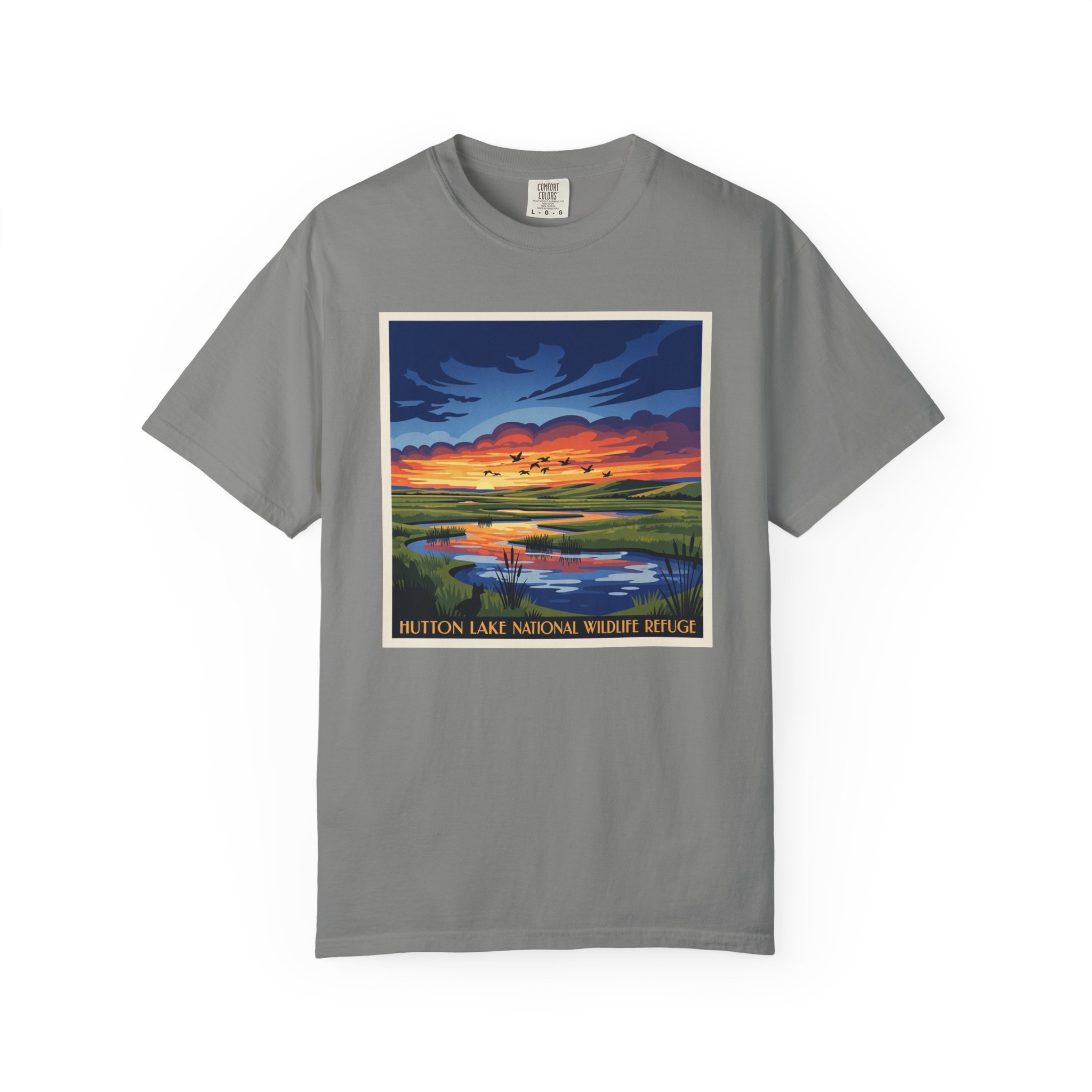 Hutton Lake National Wildlife Refuge WPA Style Unisex T-shirt - Image 7