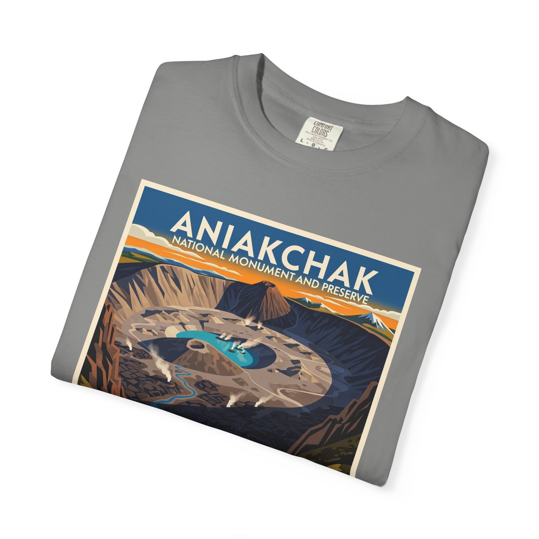 Aniakchak National Monument and Preserve WPA Style Unisex T-shirt - Image 9