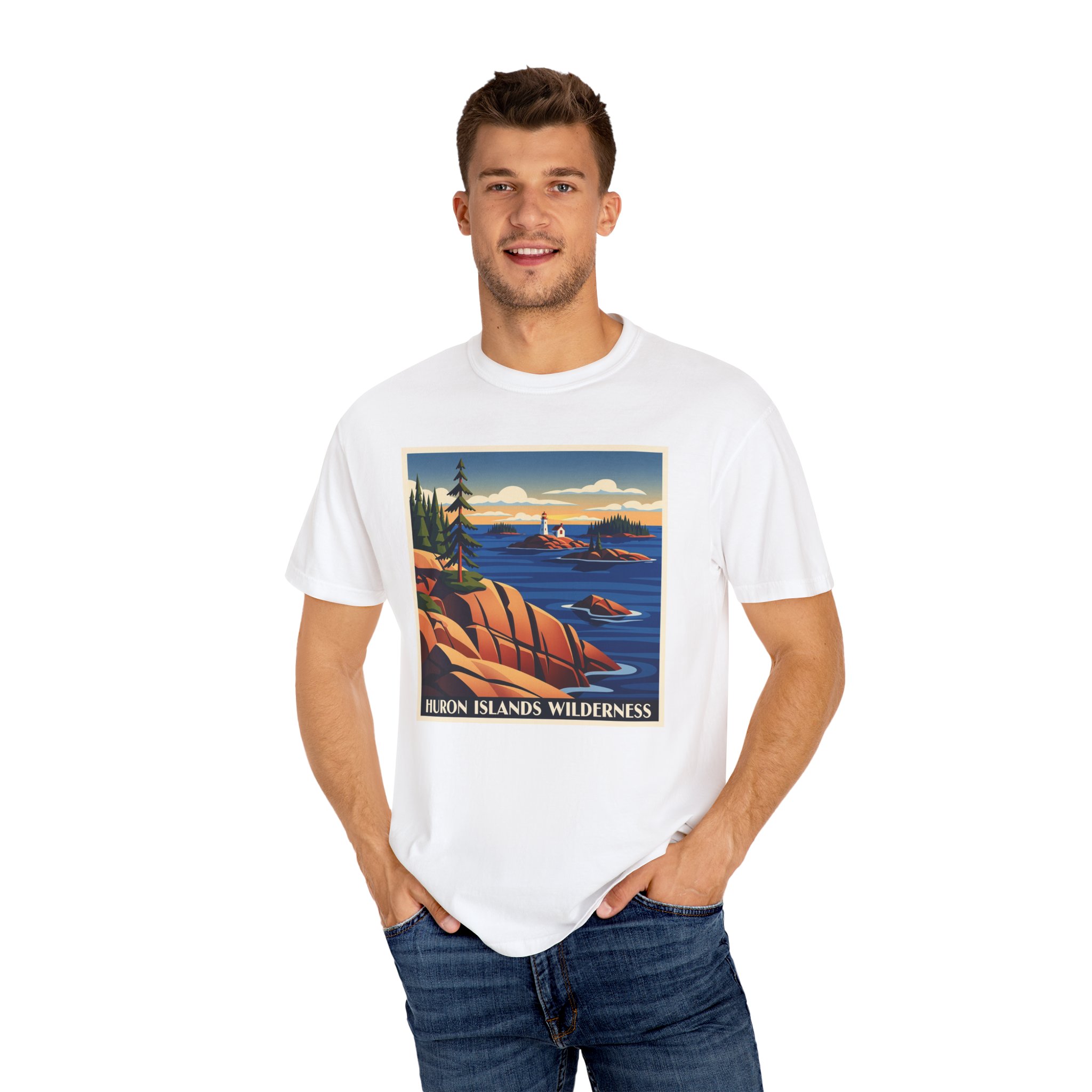 Huron Islands Wilderness WPA Style Unisex T-shirt - Image 4