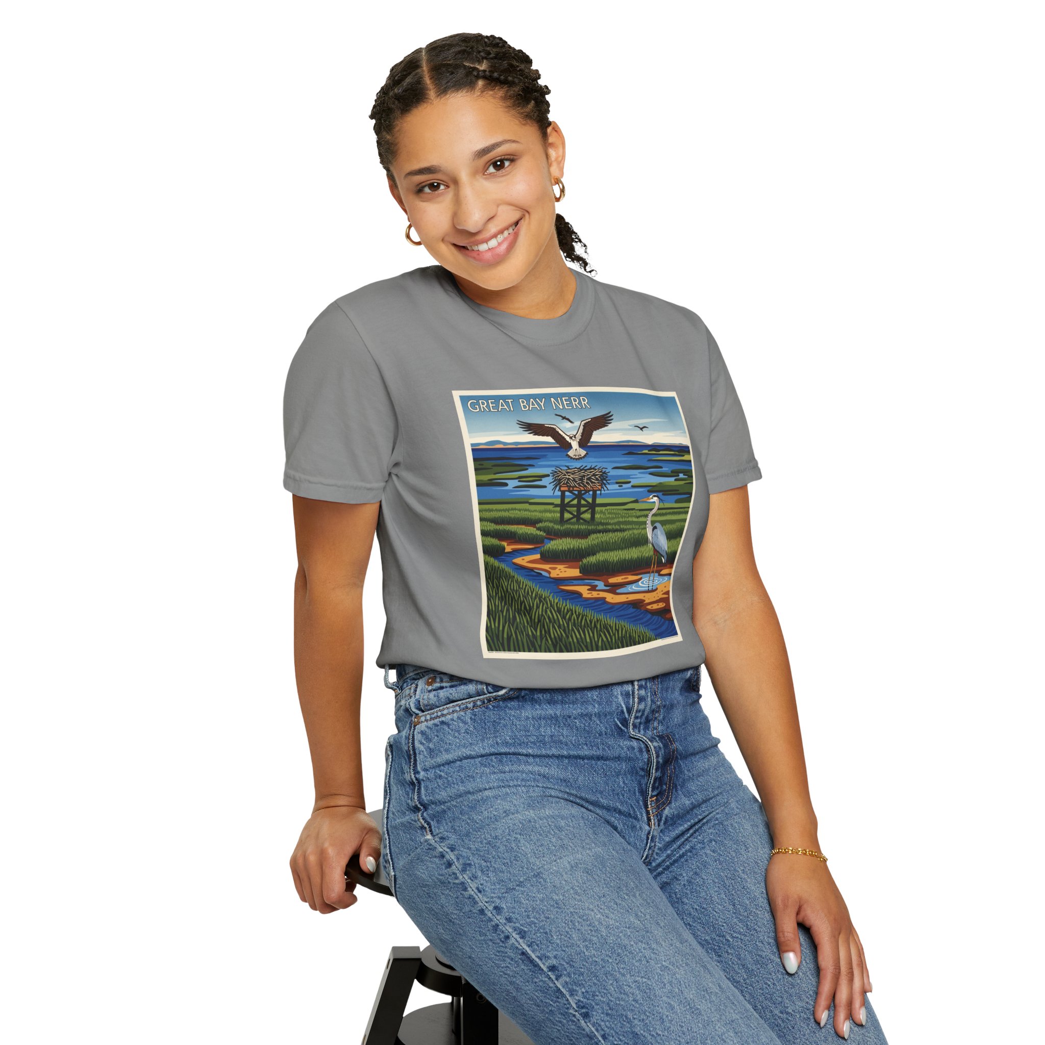 Great Bay National Estuarine Research Reserve WPA Style Unisex T-shirt - Image 11