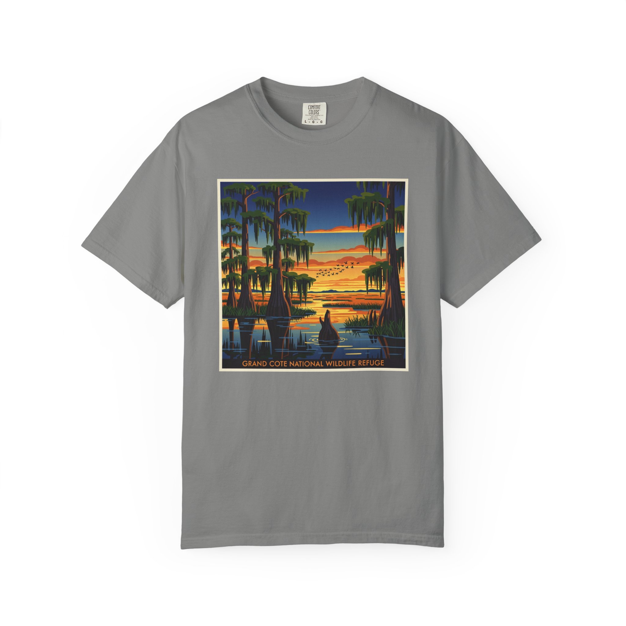 Grand Cote National Wildlife Refuge WPA Style Unisex T-shirt - Image 7