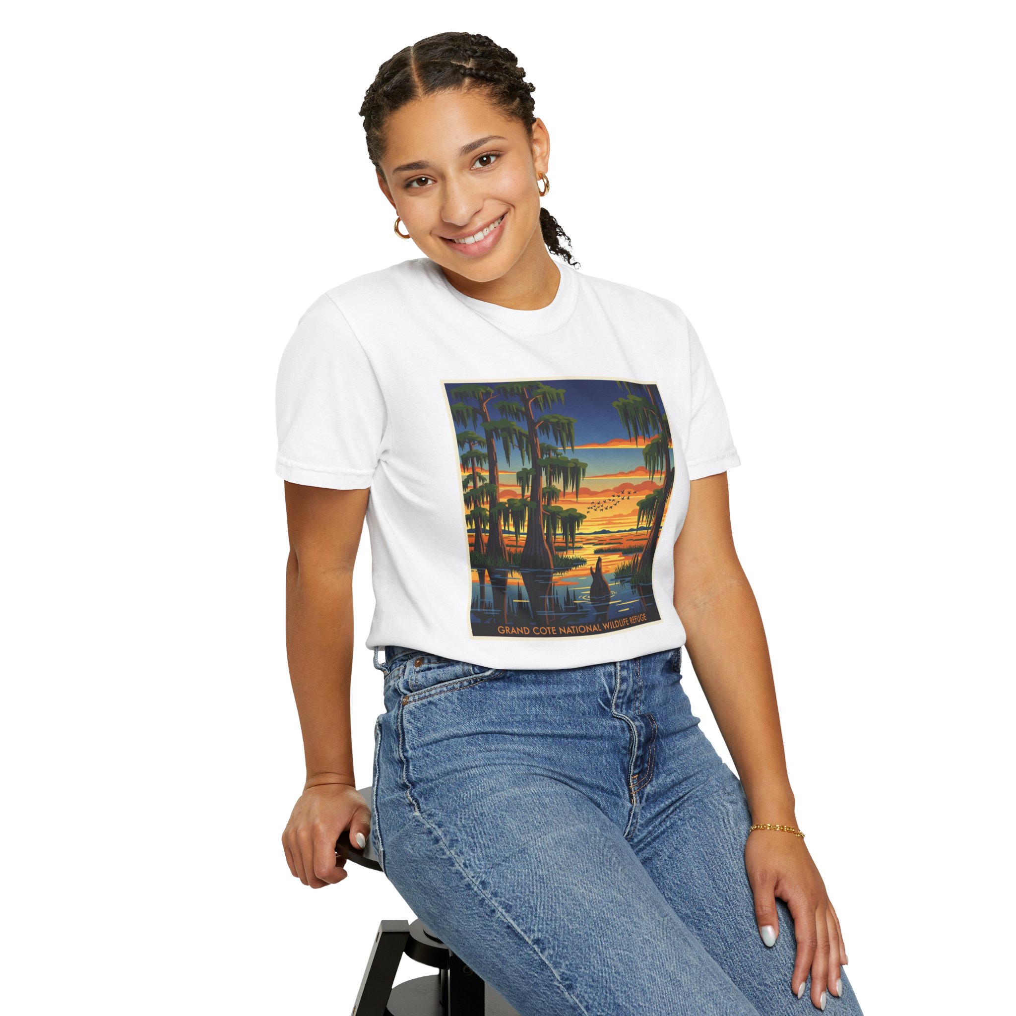 Grand Cote National Wildlife Refuge WPA Style Unisex T-shirt - Image 5