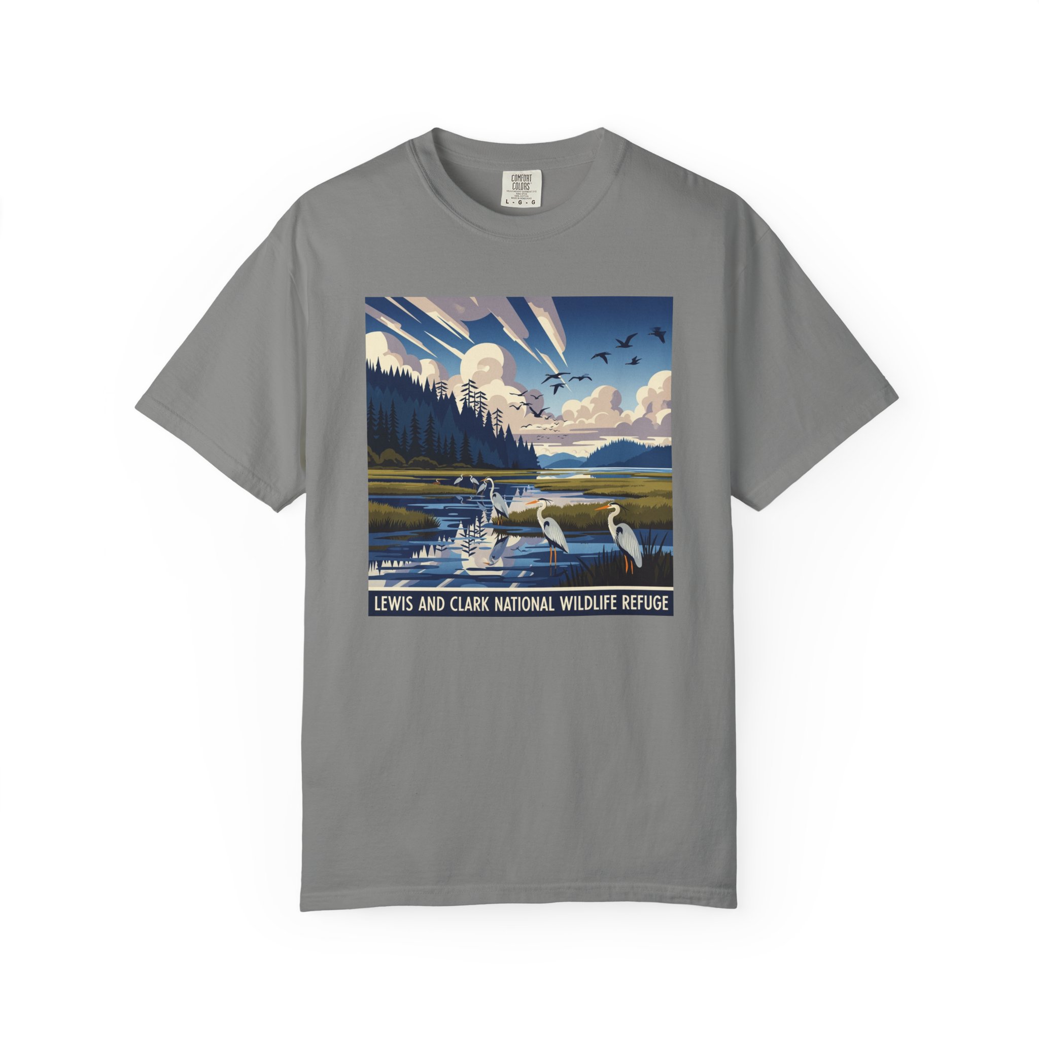 Lewis and Clark National Wildlife Refuge WPA Style Unisex T-shirt - Image 7