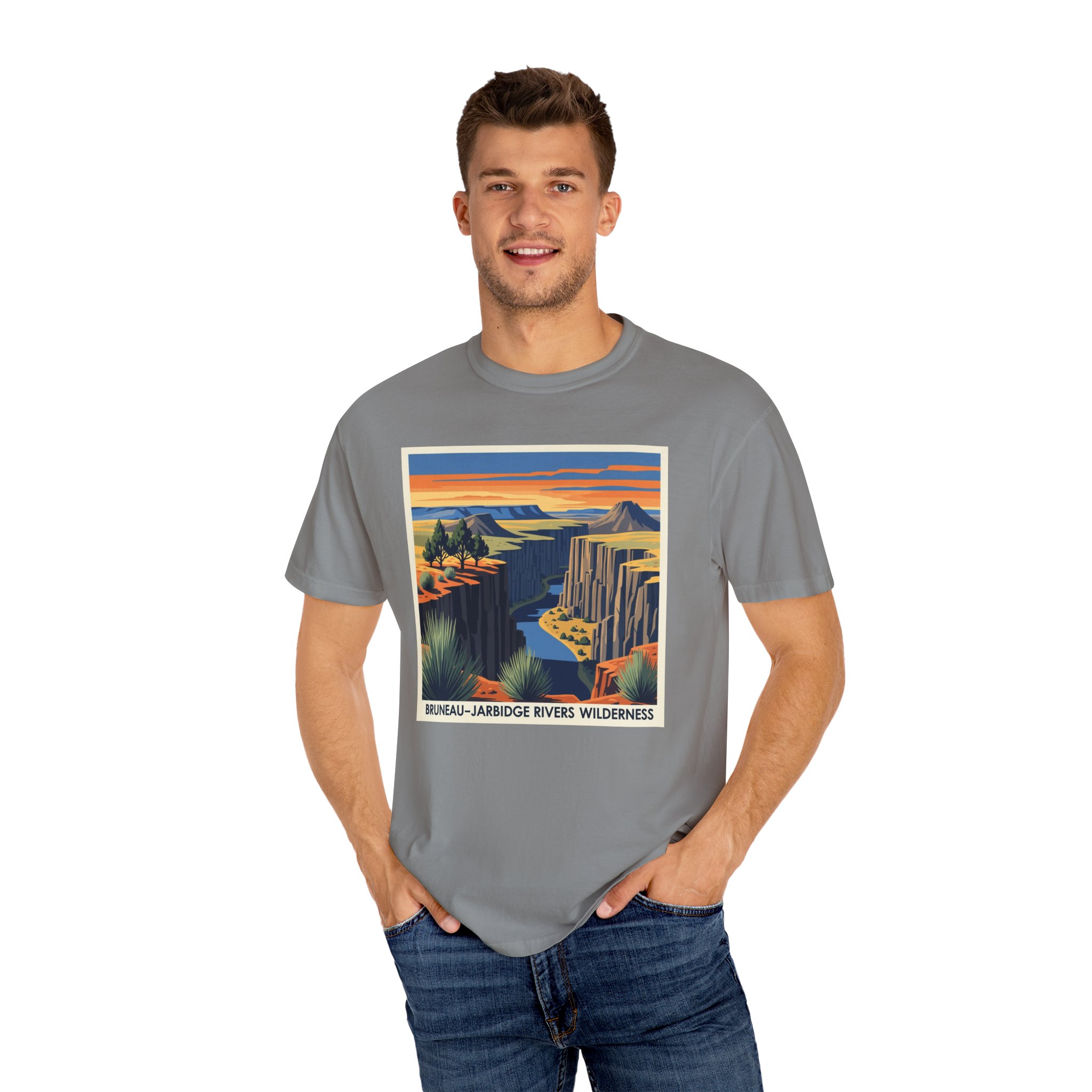 Bruneau–Jarbidge Rivers Wilderness WPA Style Unisex T-shirt - Image 10