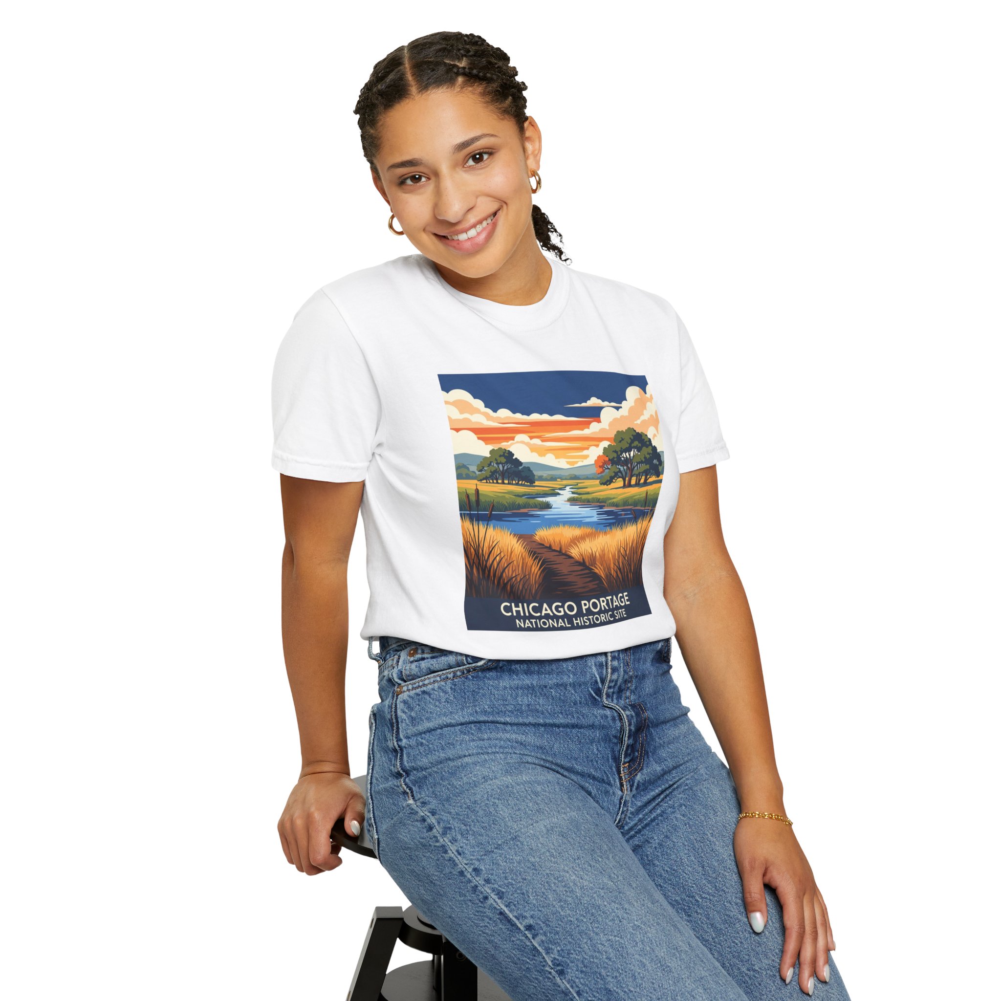 Chicago Portage National Historic Site WPA Style Unisex T-shirt - Image 5