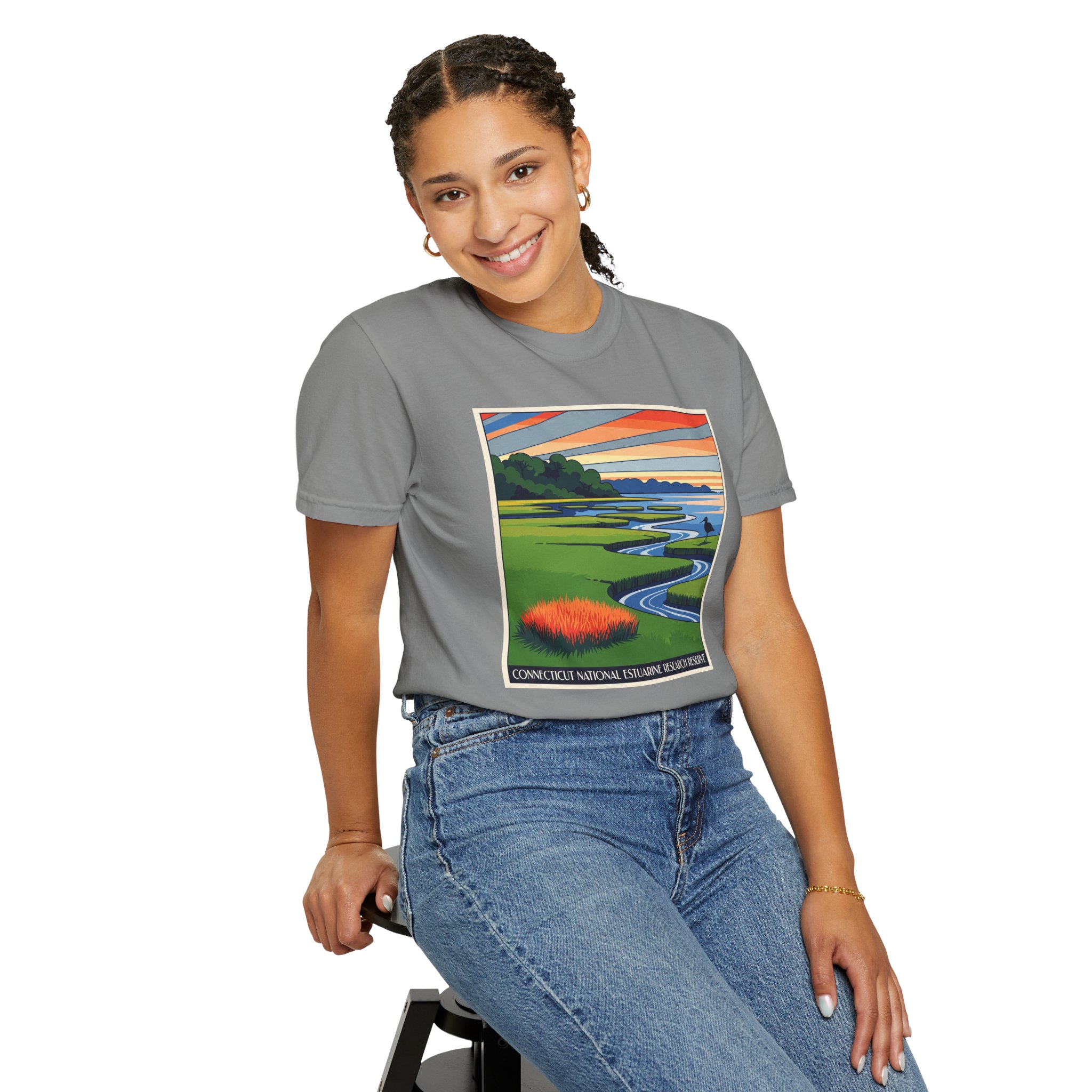 Connecticut National Estuarine Research Reserve WPA Style Unisex T-shirt - Image 11