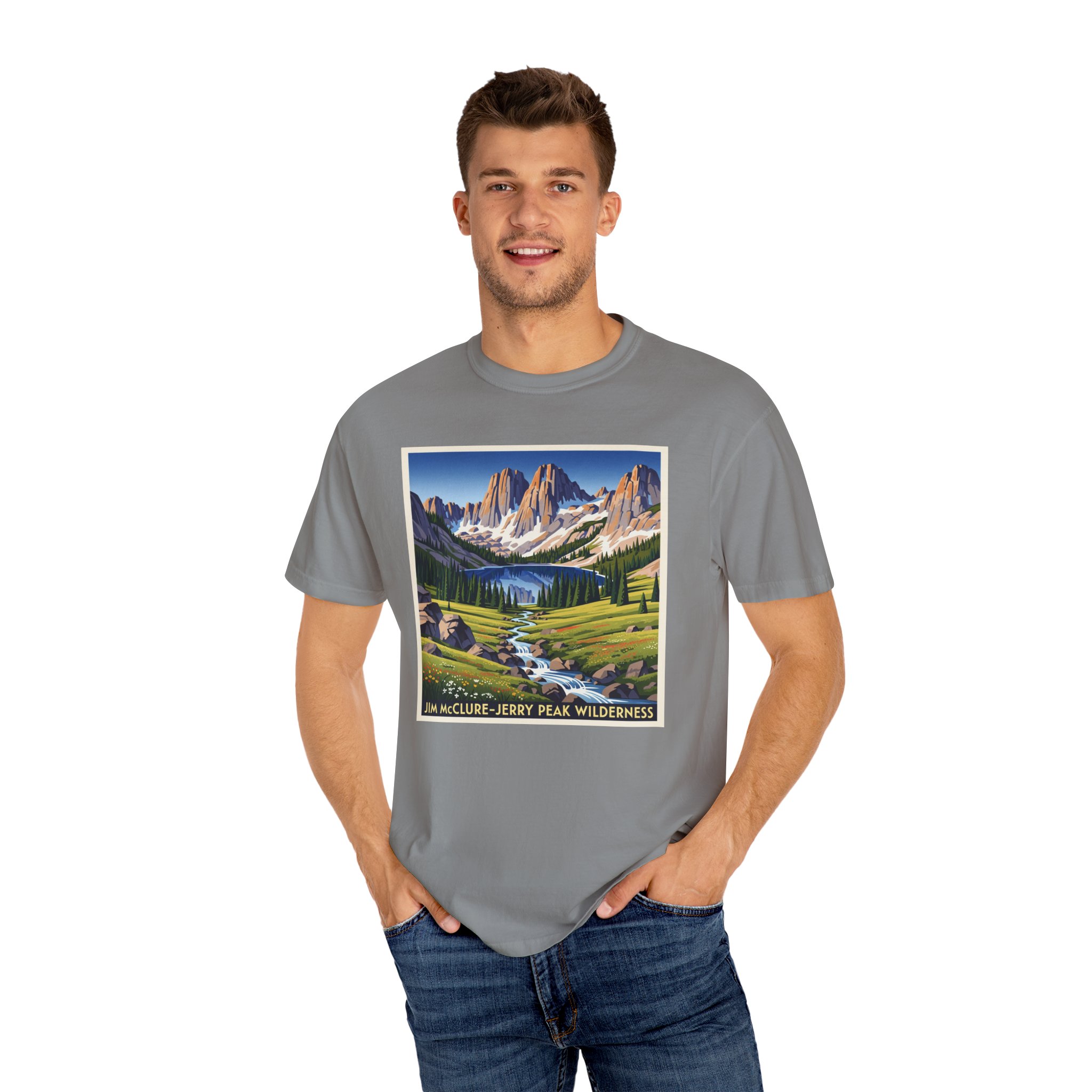 Jim McClure–Jerry Peak Wilderness WPA Style Unisex T-shirt - Image 10
