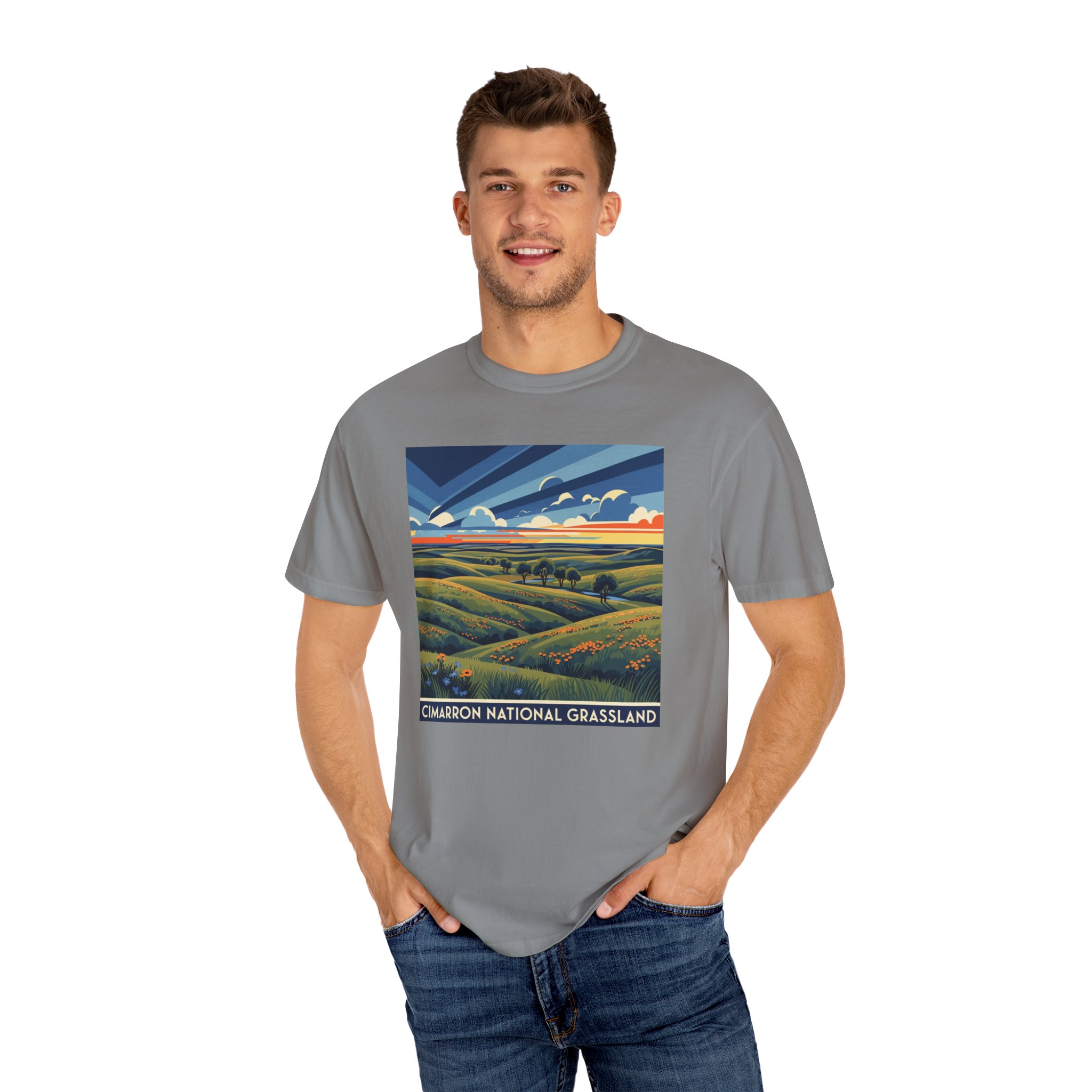 Cimarron National Grassland WPA Style Unisex T-shirt - Image 10