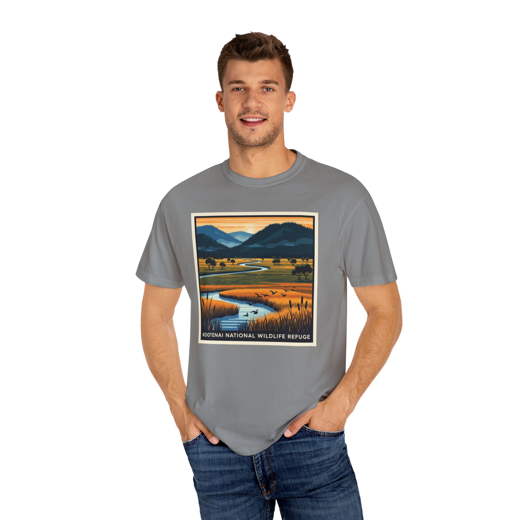 Kootenai National Wildlife Refuge WPA Style Unisex T-shirt - Image 10