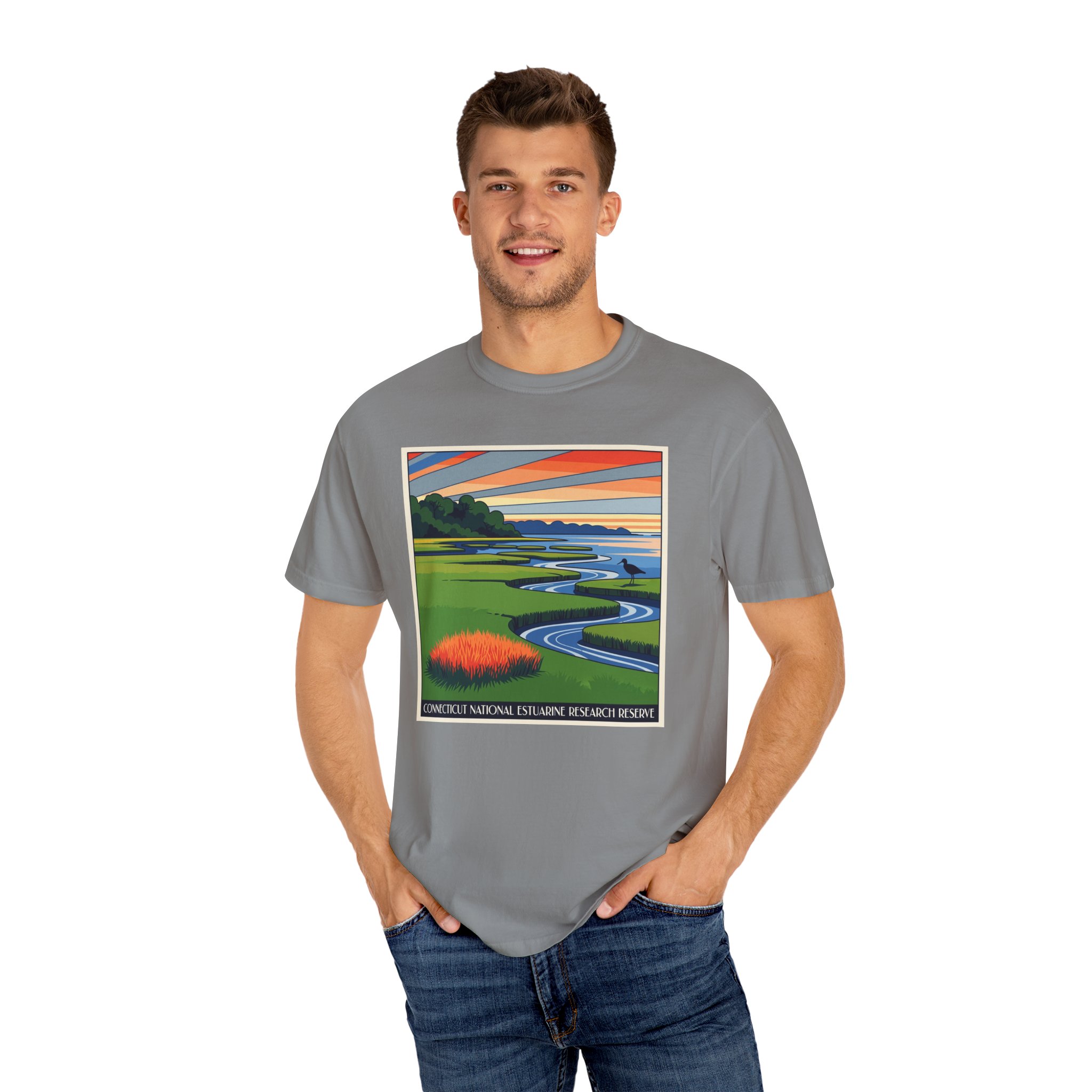Connecticut National Estuarine Research Reserve WPA Style Unisex T-shirt - Image 10
