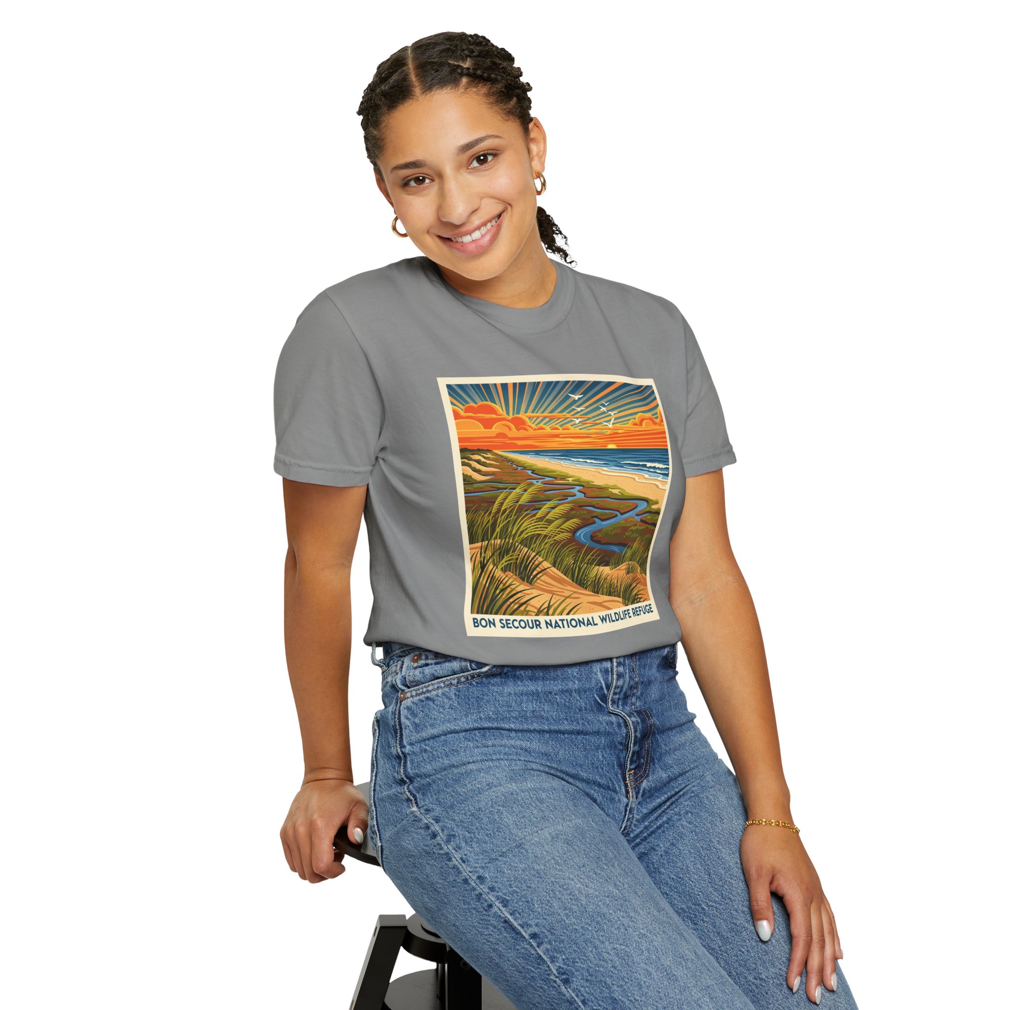 Bon Secour National Wildlife Refuge WPA Style Unisex T-shirt - Image 11