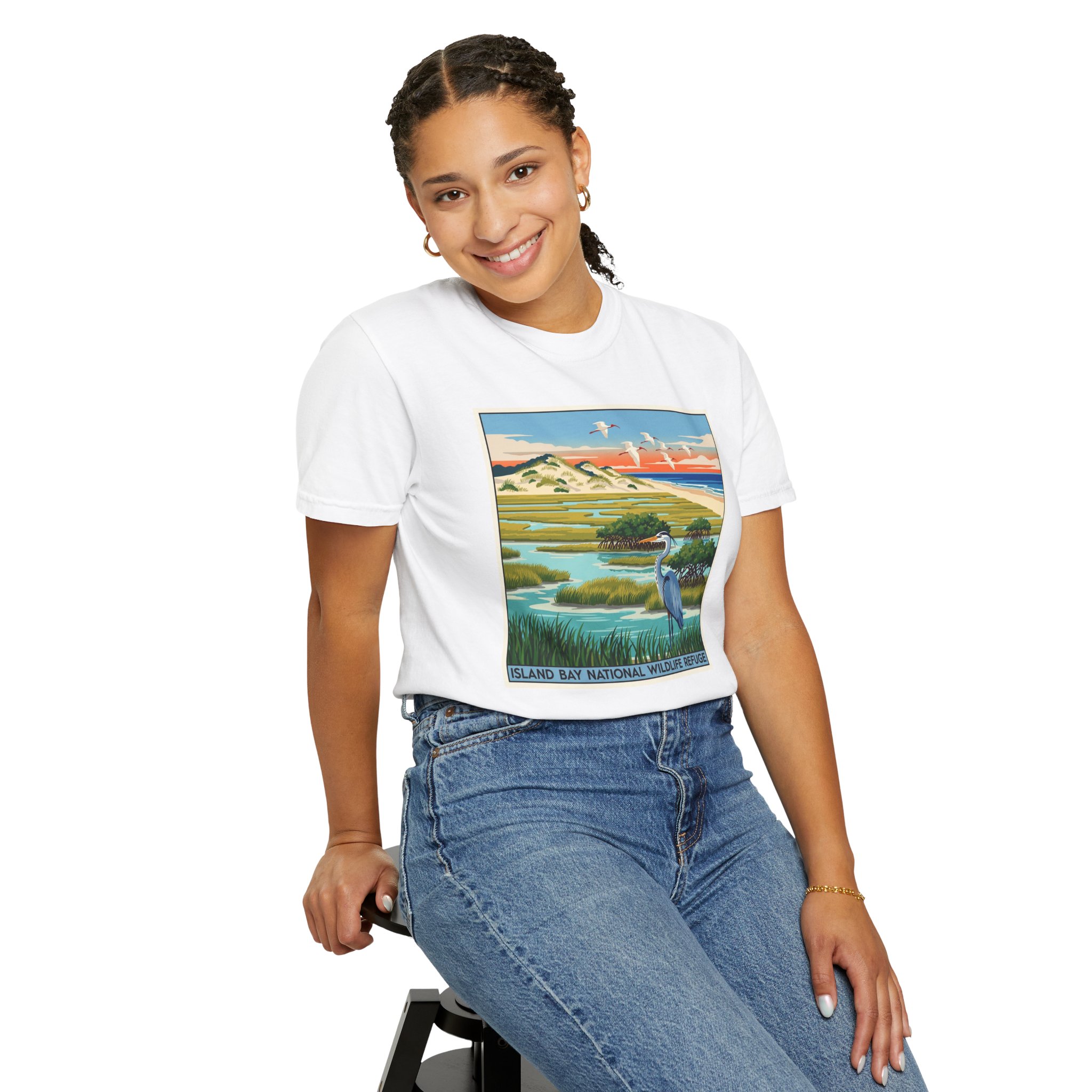 Island Bay National Wildlife Refuge WPA Style Unisex T-shirt - Image 5