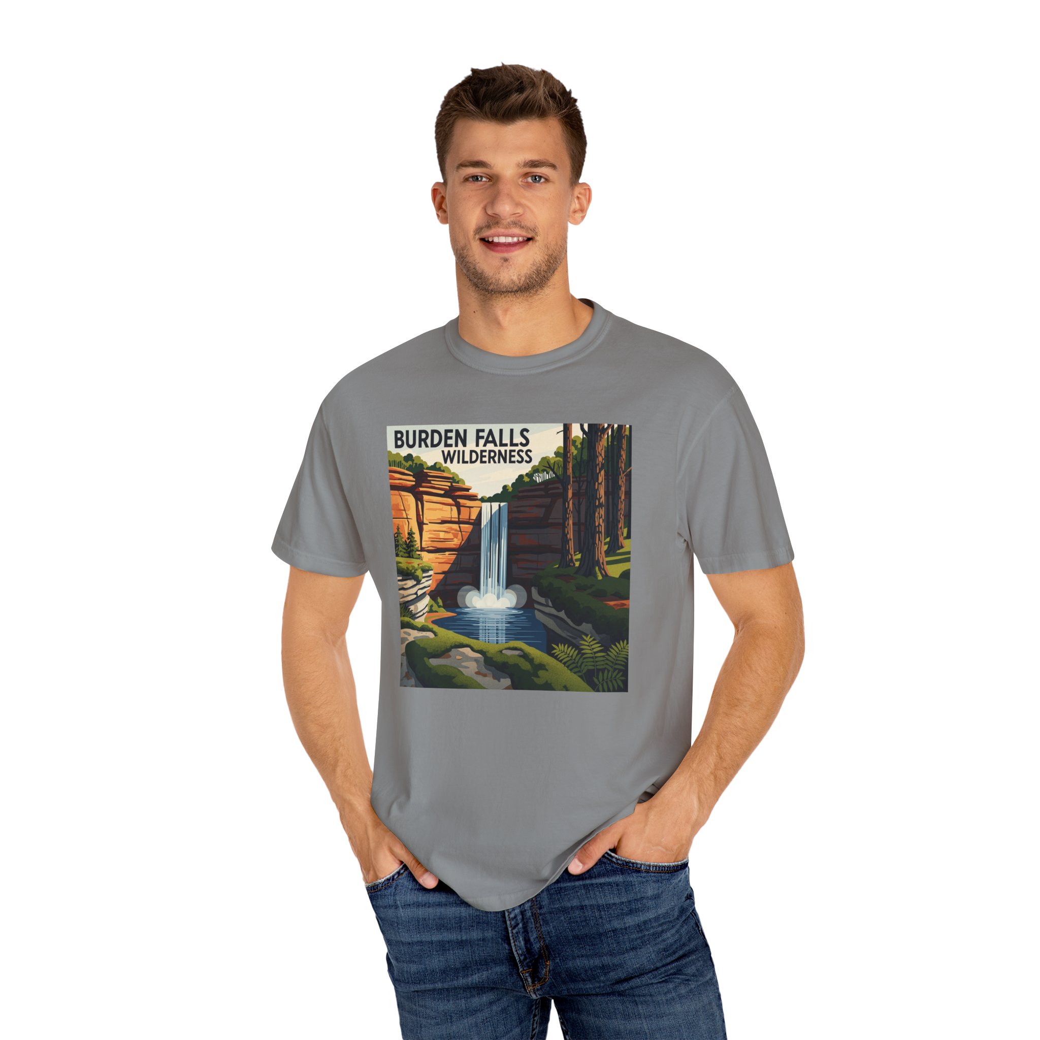 Burden Falls Wilderness WPA Style Unisex T-shirt - Image 10