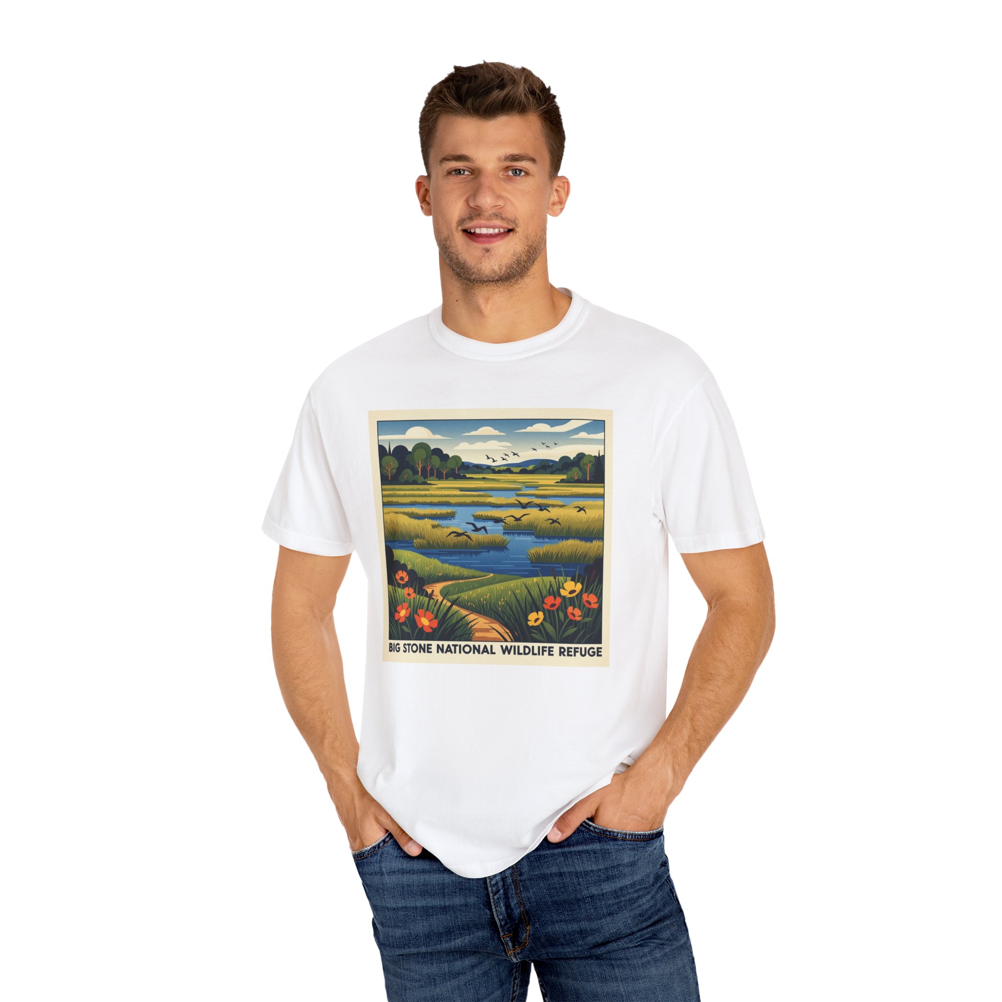 Big Stone National Wildlife Refuge WPA Style Unisex T-shirt - Image 4